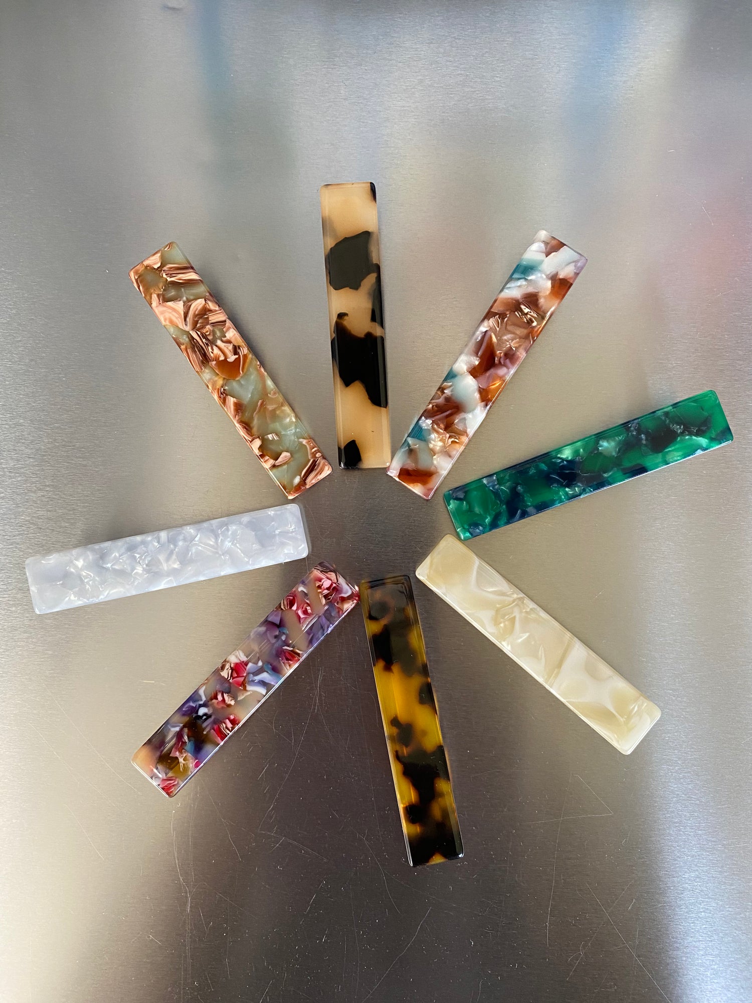 Colorful Acetate French Hair Clips, Shimmer Smooth Hair Slides, Durable and Fashionable, 8 Vibrant Colors