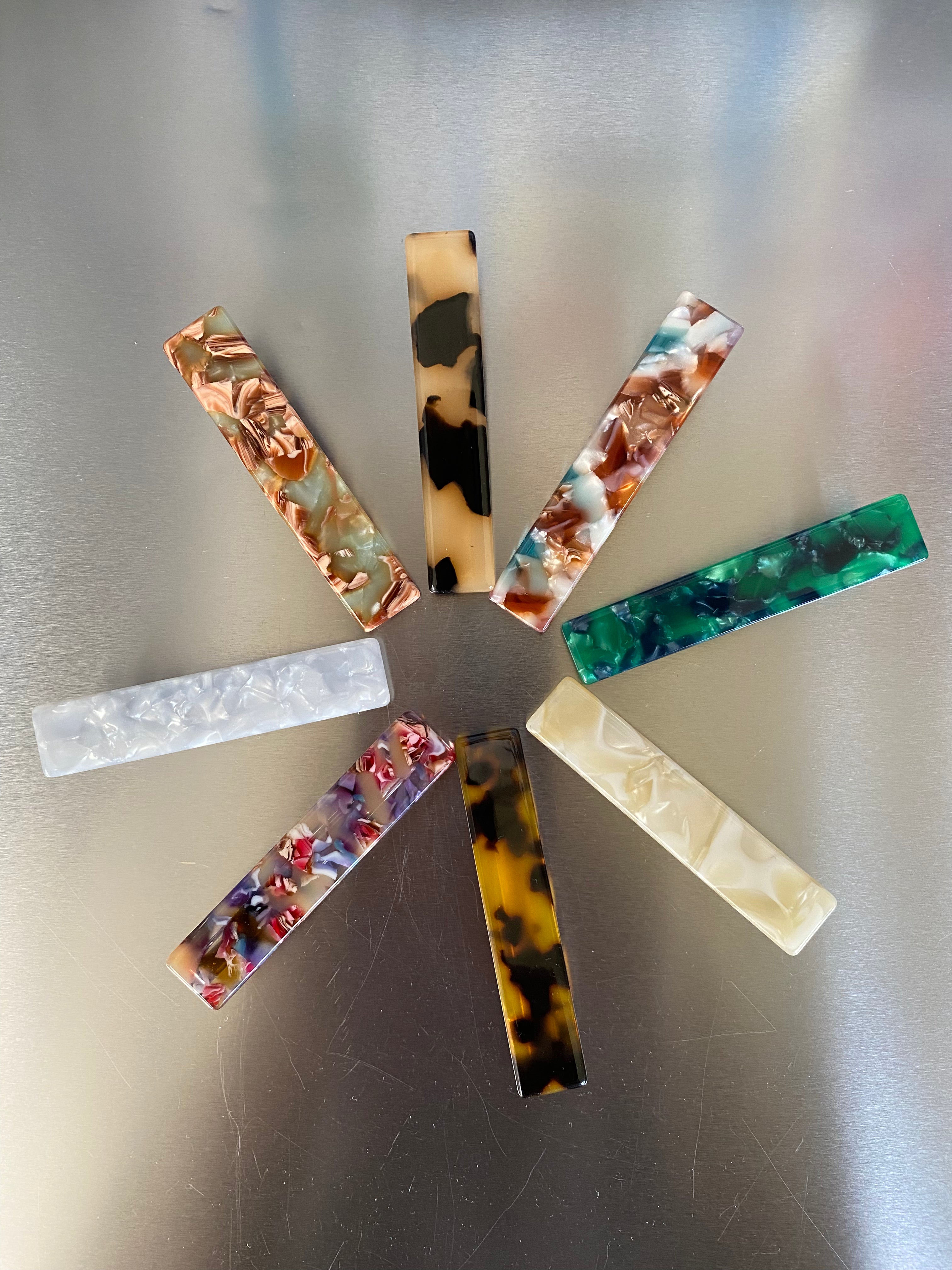 Colorful Acetate French Hair Clips, Shimmer Smooth Hair Slides, Durable and Fashionable, 8 Vibrant Colors