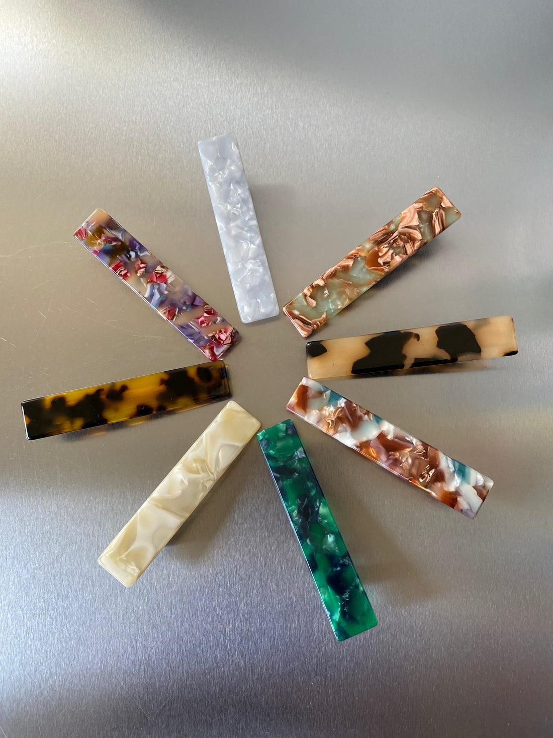 Colorful Acetate French Hair Clips, Shimmer Smooth Hair Slides, Durable and Fashionable, 8 Vibrant Colors