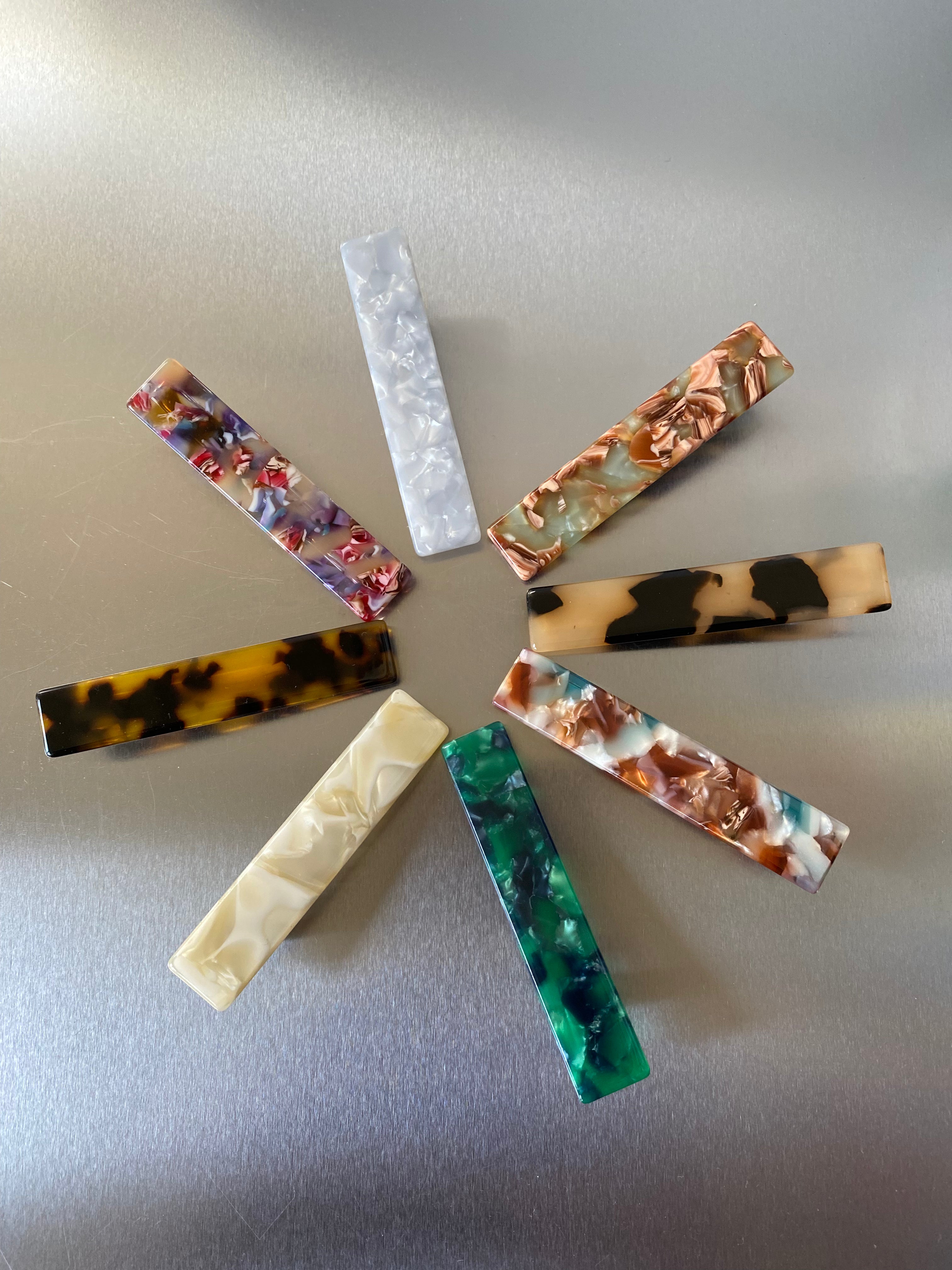 Colorful Acetate French Hair Clips, Shimmer Smooth Hair Slides, Durable and Fashionable, 8 Vibrant Colors