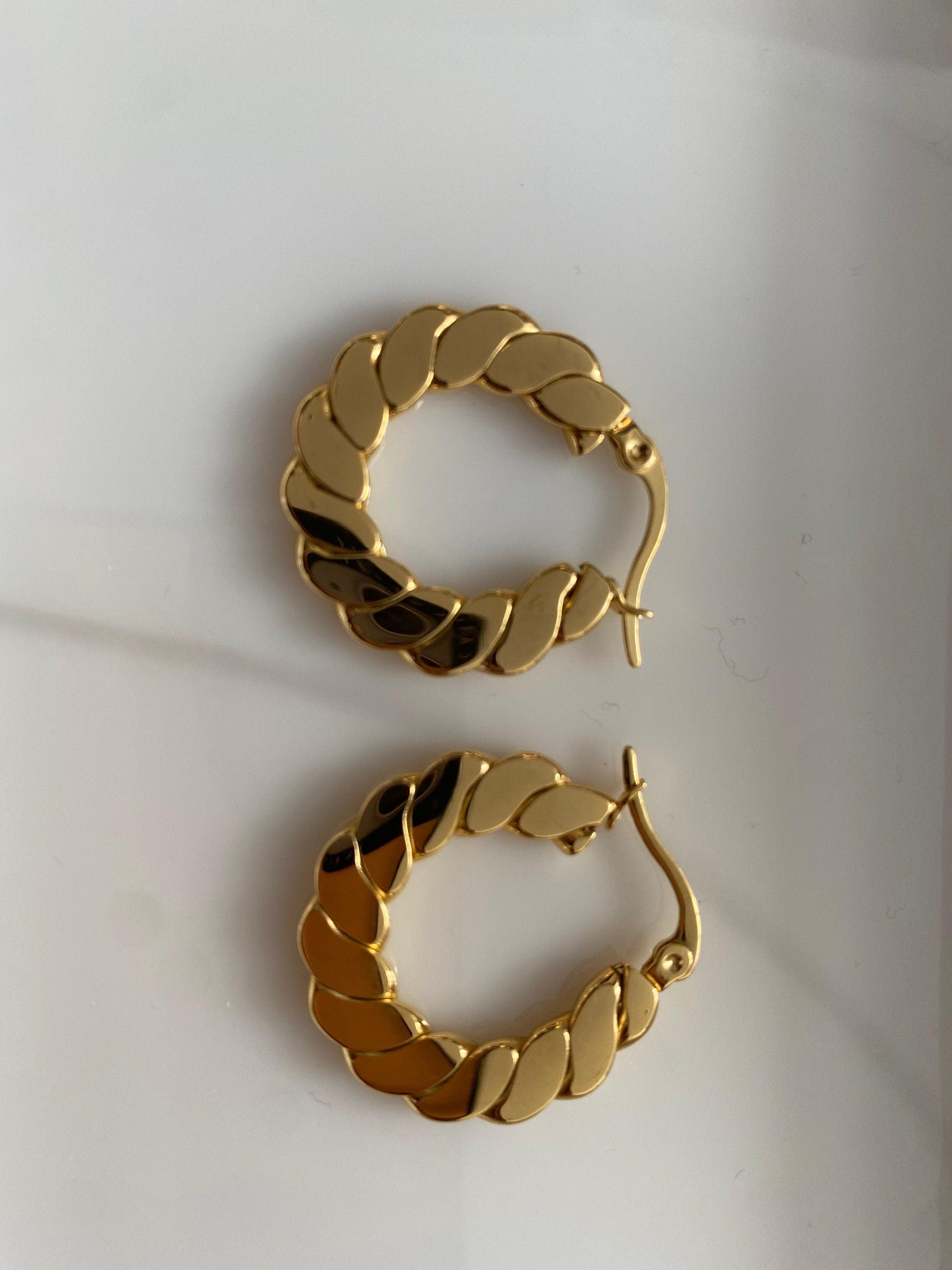 Big Circle High Polished Twisted Earrings, 18K Gold Twisted Hoop Earrings for Her. 18K Gold Large Circle Hoop Earrings