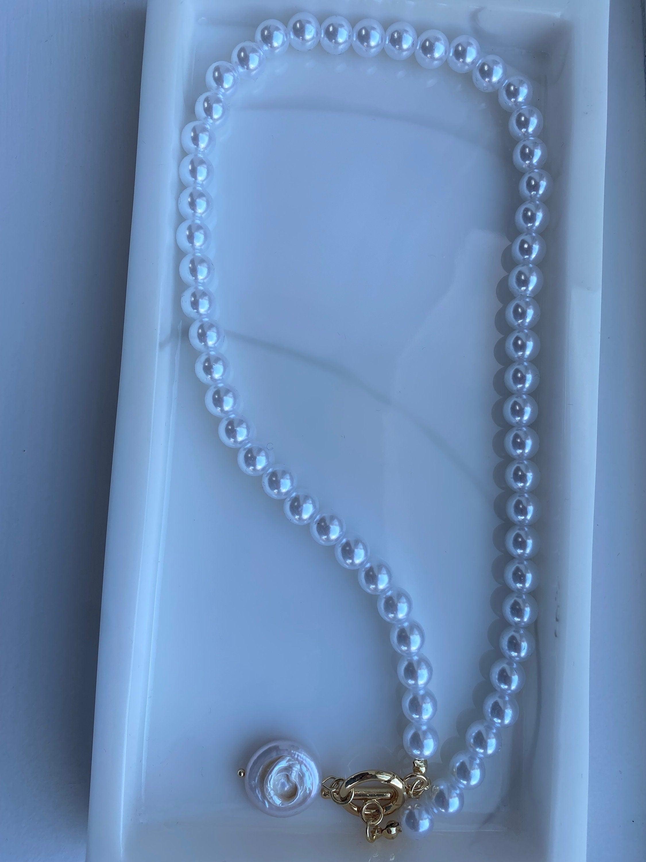 Double Layered Baroque Pearl Necklace with 18k Gold Coin Pendant