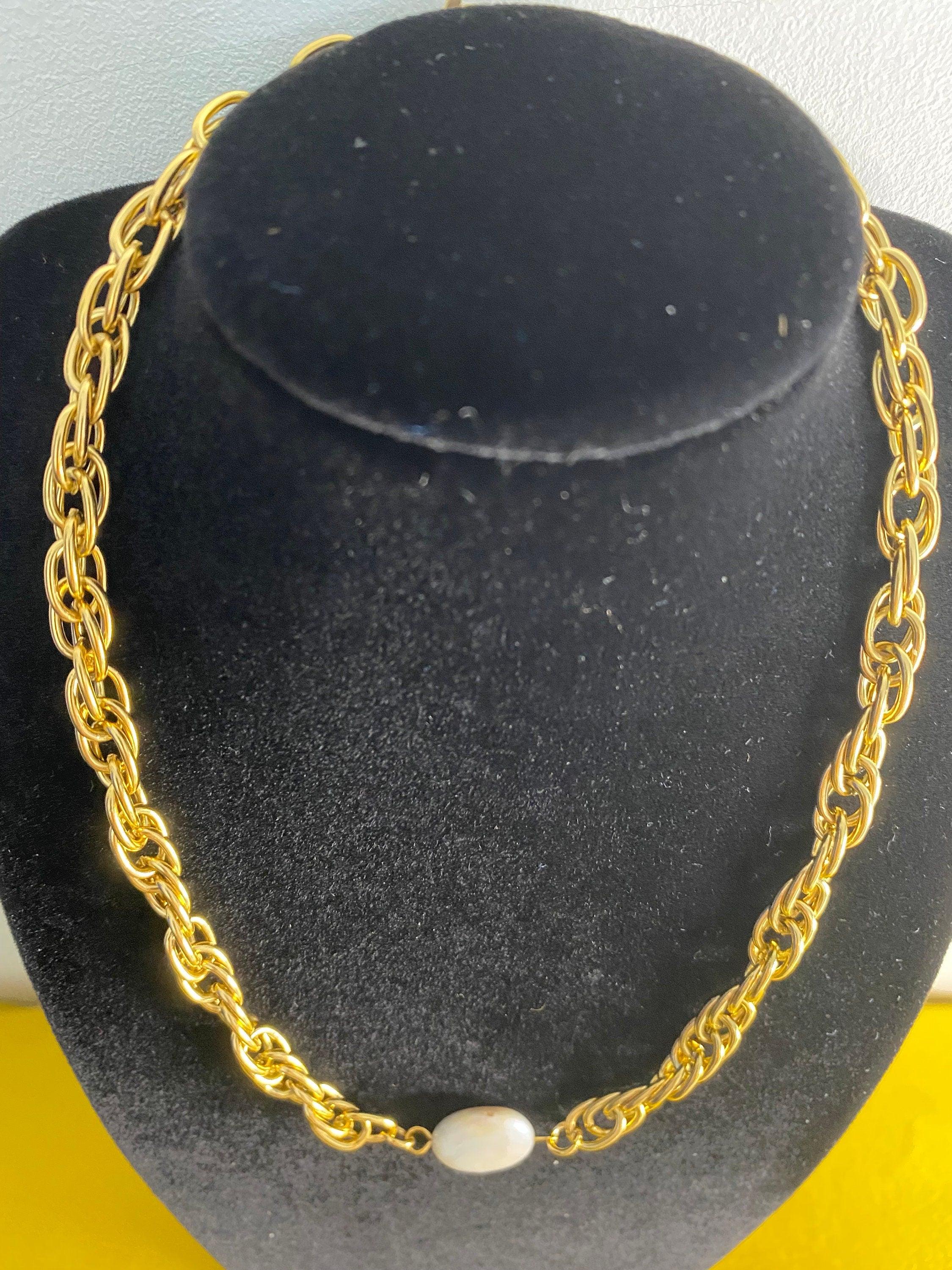 18k Gold Natural Pearl Coin Pendant Necklace, Vintage Style Choker, Gift for Her