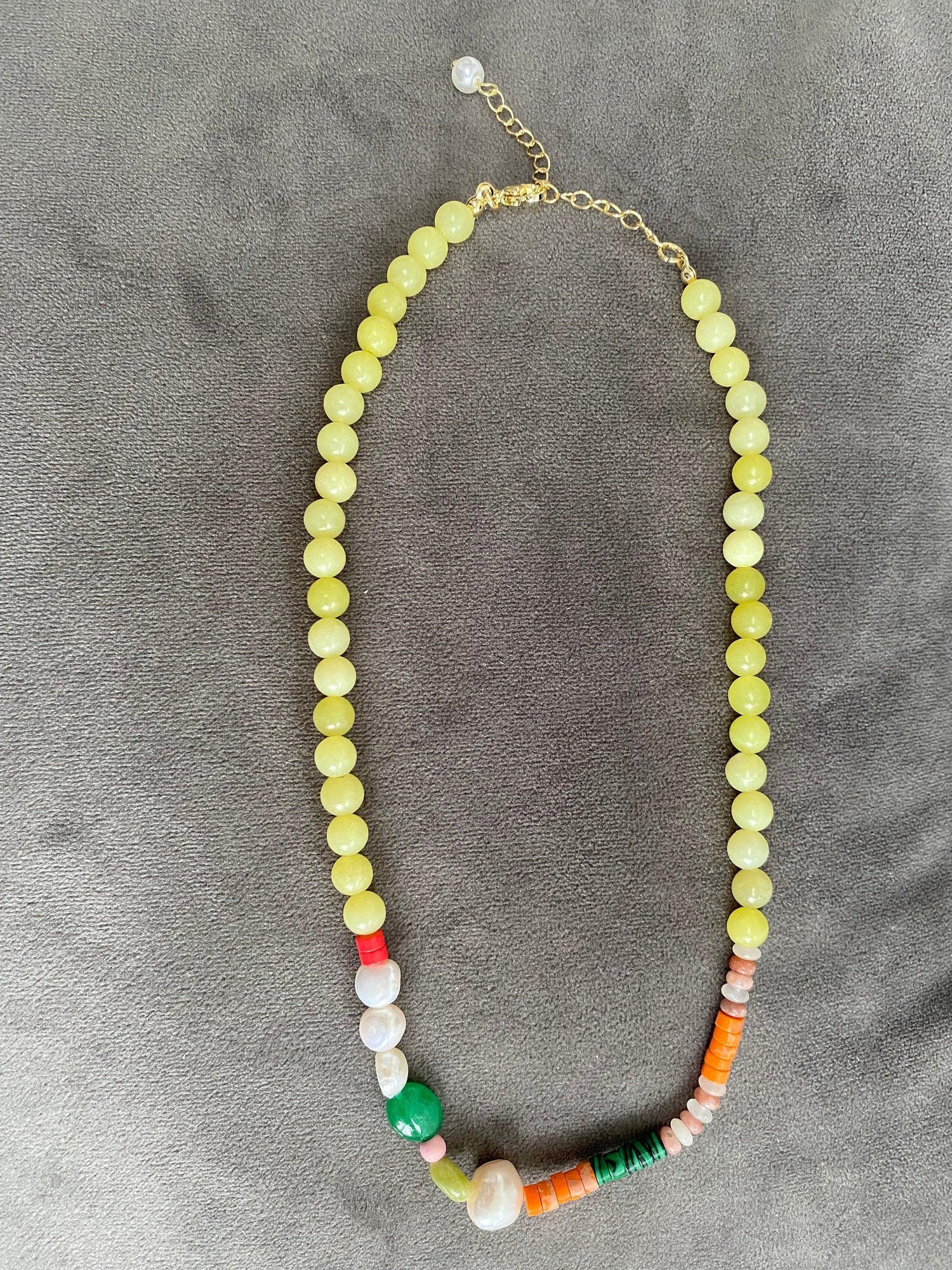 Beach Choker Pearl Necklace, Bohemia Style Freedom Beaded Gemstone for Her, Bright Multicolour Beaded Necklace, Pearl Choker Necklace