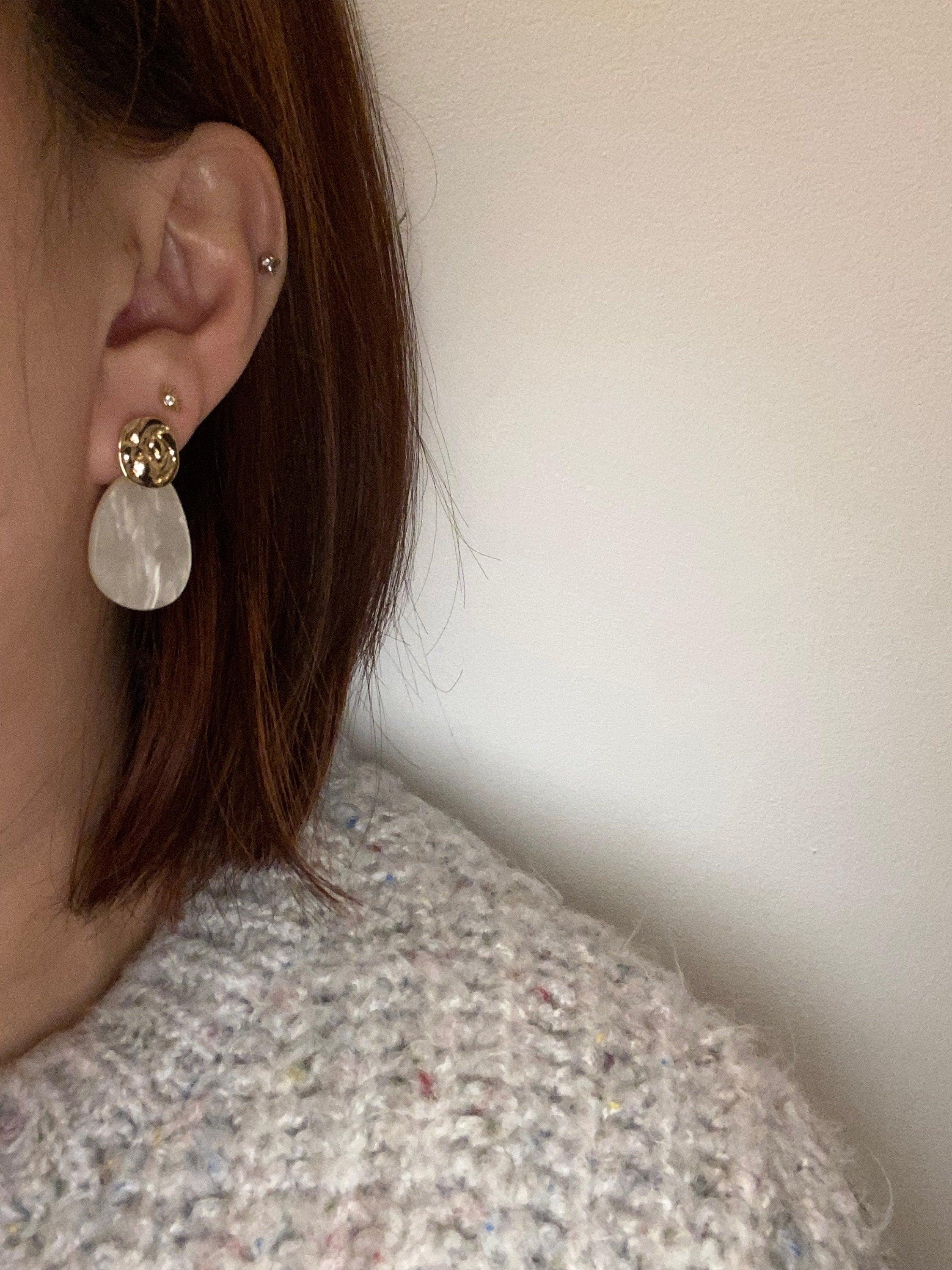 Acrylic Stone Drop Earrings, Geometric Water Drop Square Statement Earring, 18k Gold Plated, S925 Needle, Bohemia Style