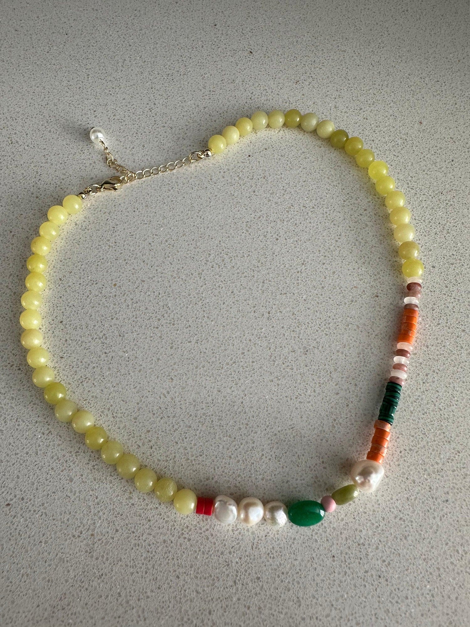 Beach Choker Pearl Necklace, Bohemia Style Freedom Beaded Gemstone for Her, Bright Multicolour Beaded Necklace, Pearl Choker Necklace