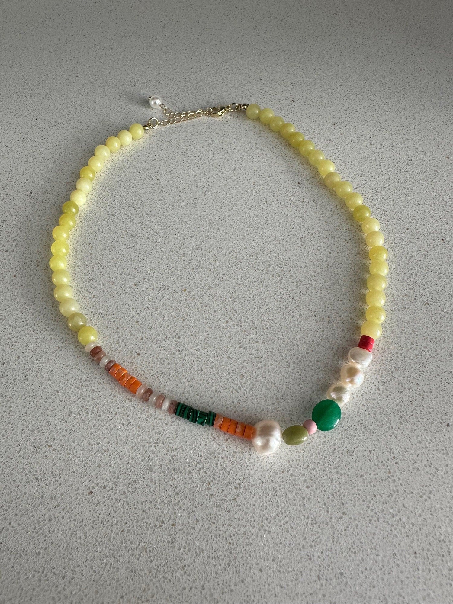 Multicolour Beach Choker Pearl Necklace, Bohemia Style Freedom Beaded Gemstone for Her, Multicolour Beaded Necklace