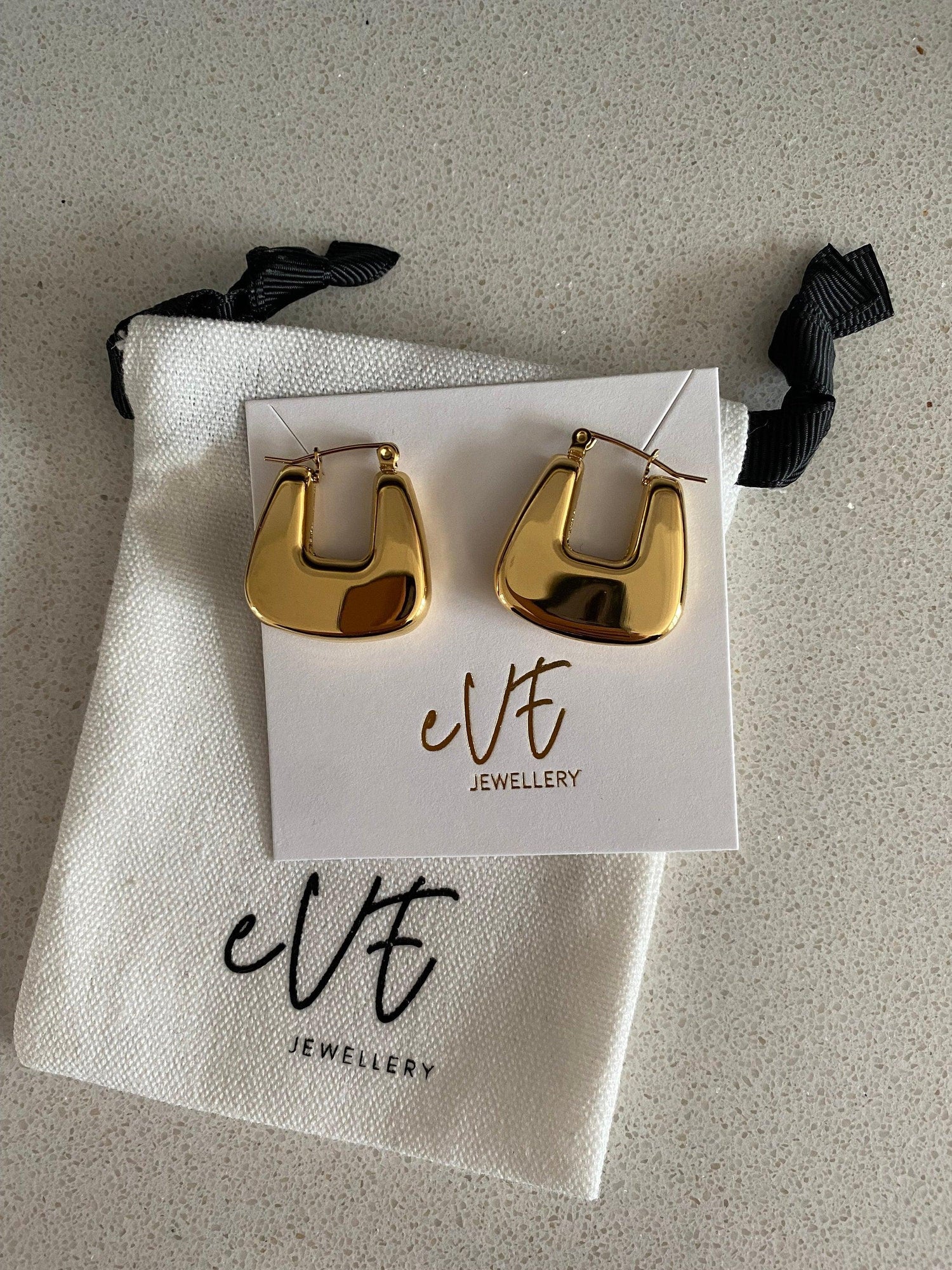 Bright Shinning 18K Gold U shape Earrings, V shape Golden Earrings for Her, Stainless Steel