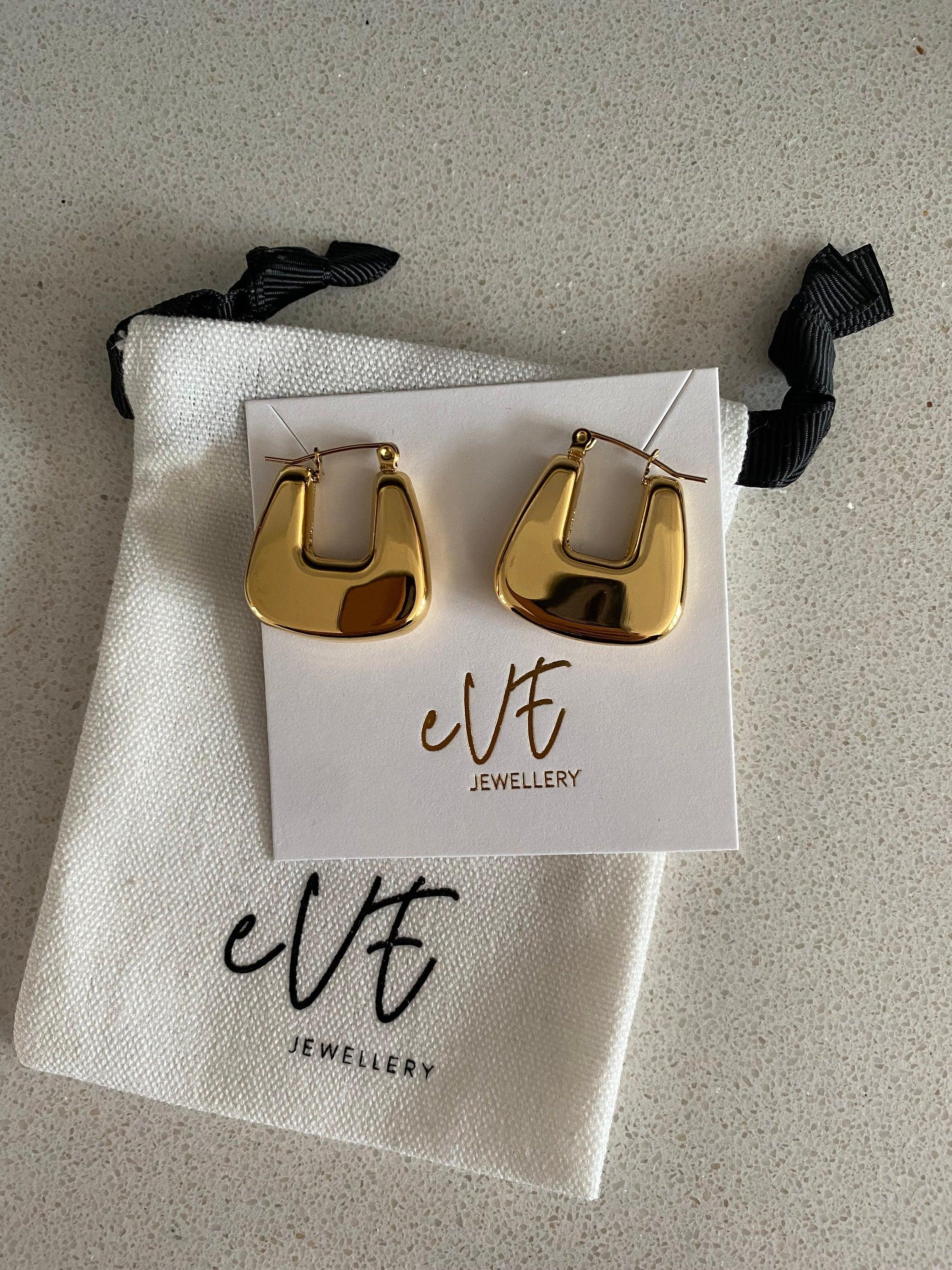 Bright Shinning 18K Gold U shape Earrings, V shape Golden Earrings for Her, Stainless Steel