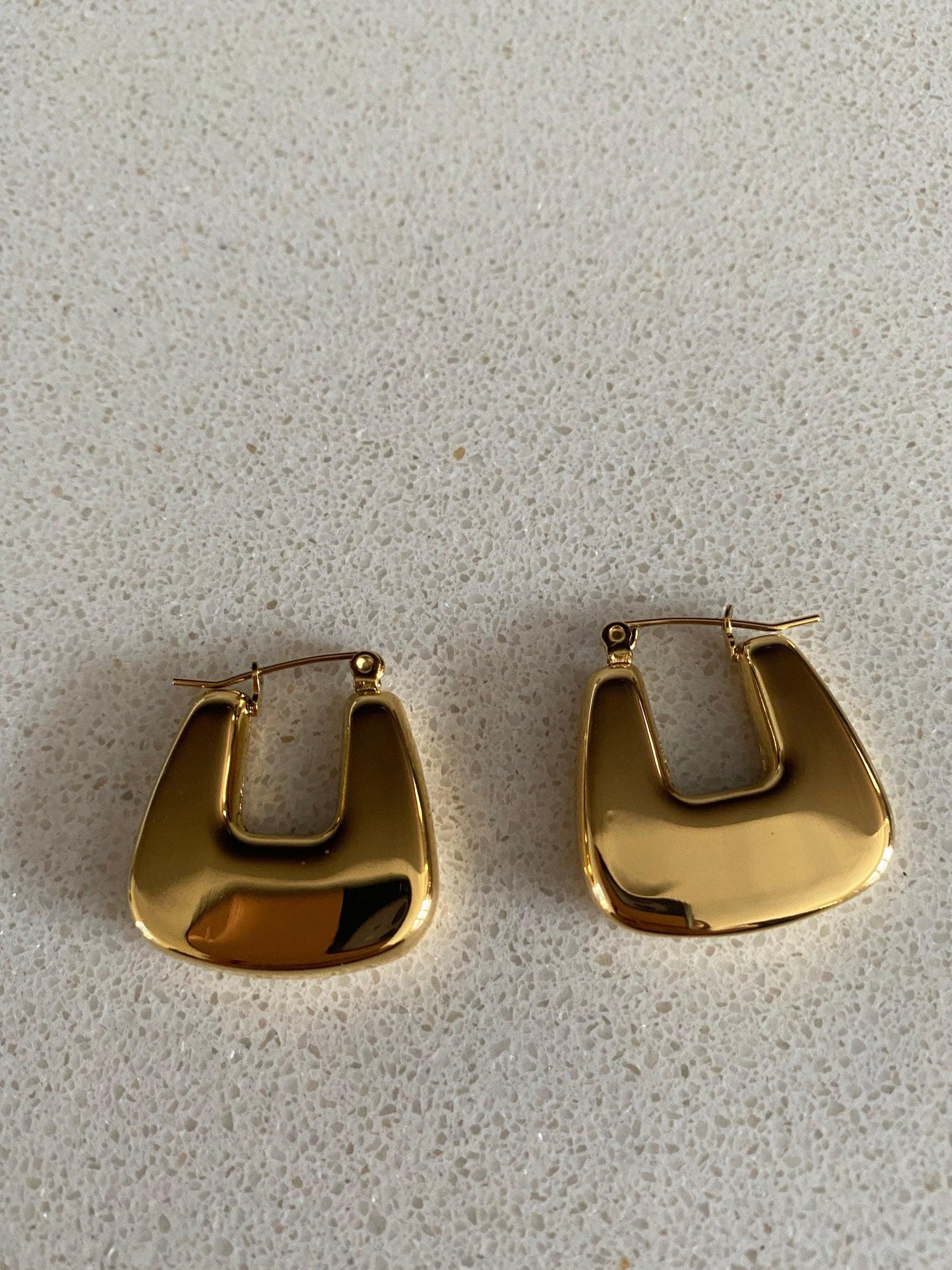 Bright Shinning 18K Gold U shape Earrings, V shape Golden Earrings for Her, Stainless Steel