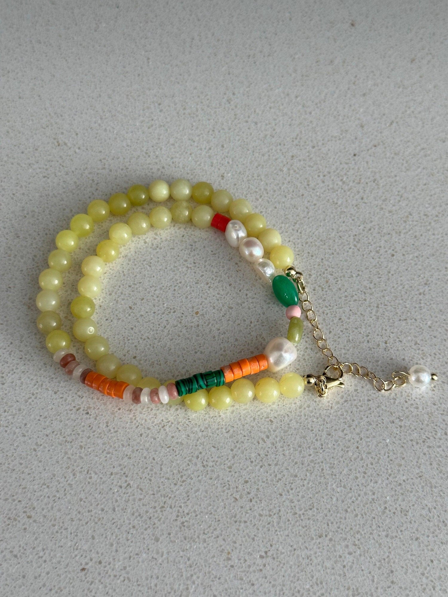 Beach Choker Pearl Necklace, Bohemia Style Freedom Beaded Gemstone for Her, Bright Multicolour Beaded Necklace, Pearl Choker Necklace