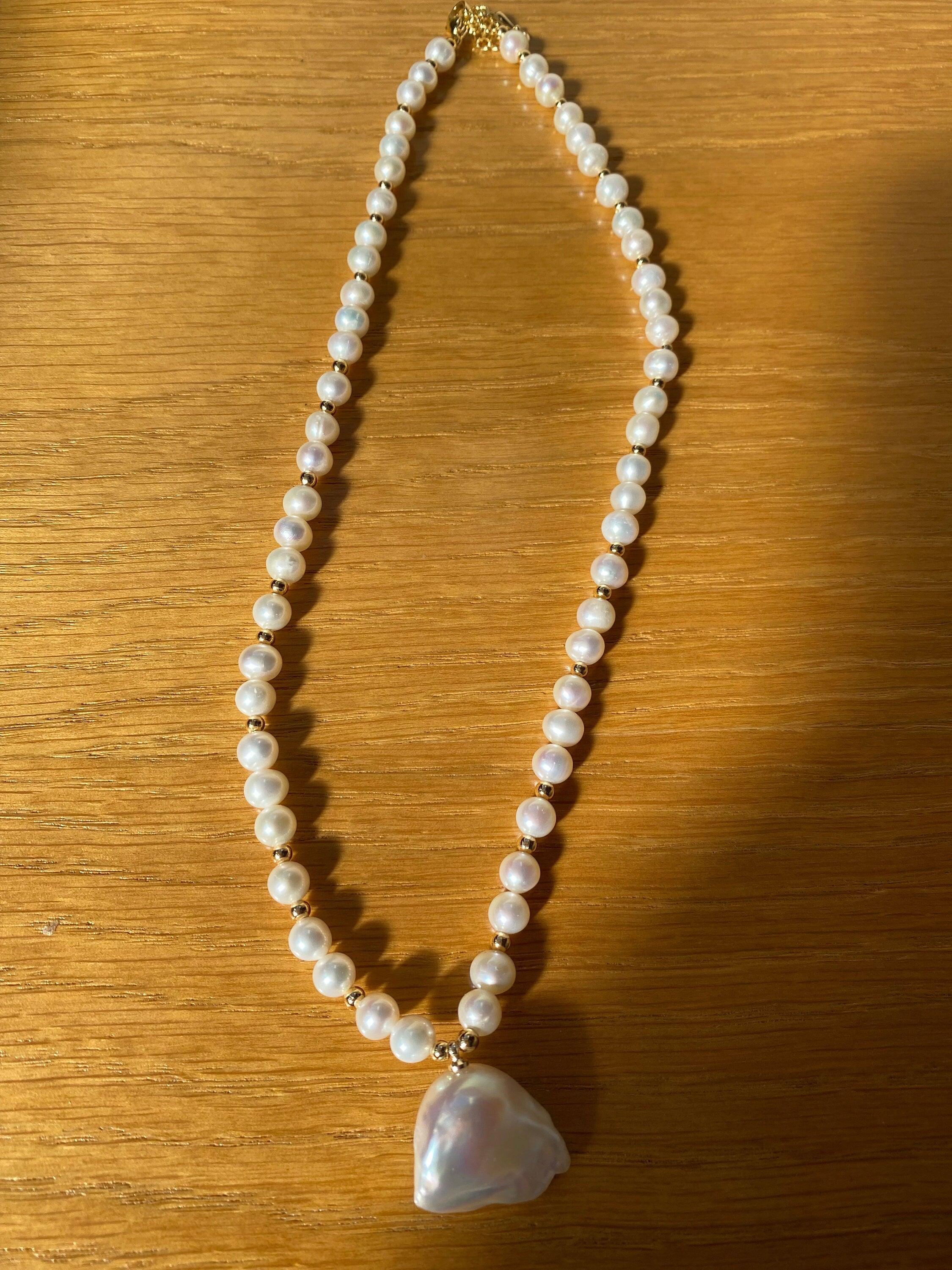 Fireball cultured Pearl Pendant Necklace, High Quality Baroque Pearl Necklace, Radiant Luster Big Baroque Pearl Necklace, Wedding Gift