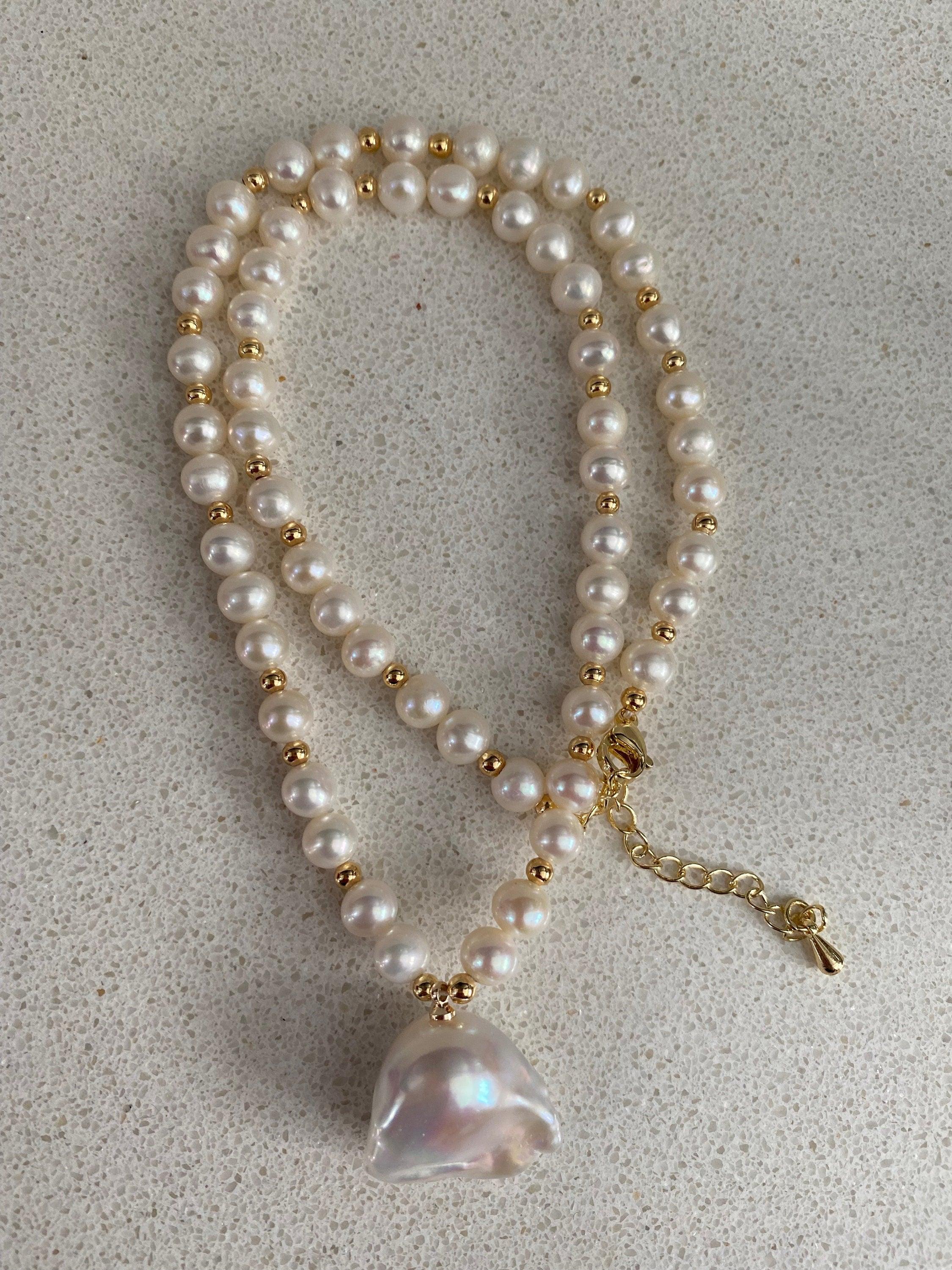 Fireball cultured Pearl Pendant Necklace, High Quality Baroque Pearl Necklace, Radiant Luster Big Baroque Pearl Necklace, Wedding Gift
