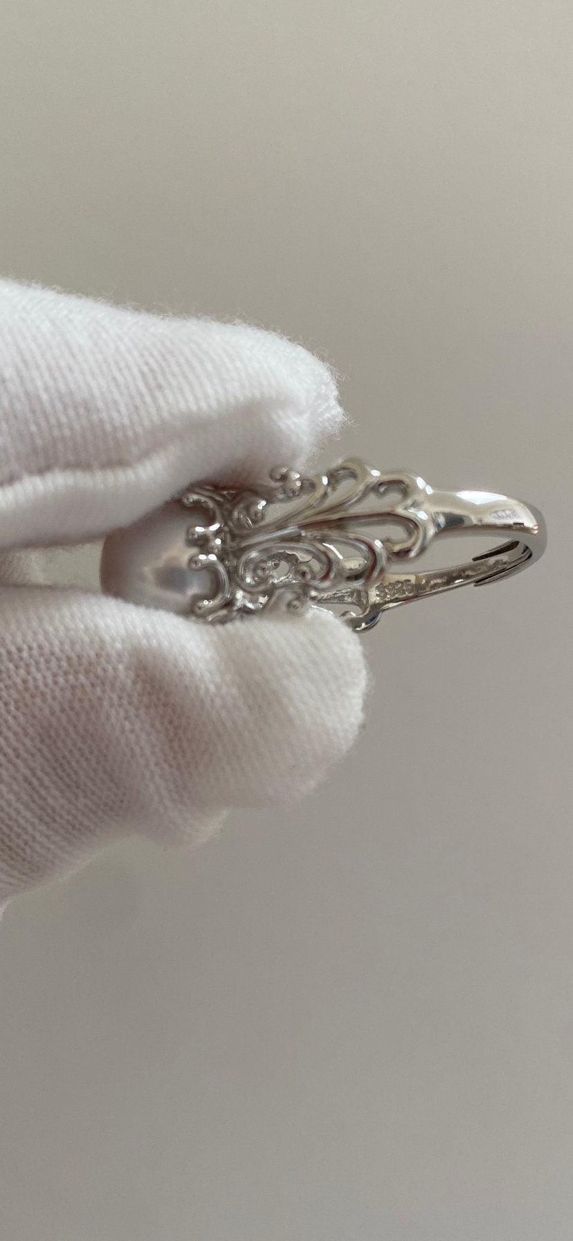 Retro Style Freshwater Pearl Statement Ring, Unique Staking Styles Cocktail Ring, Delicate Large Pearl Ring, S925 Sterling Silver Rare Piece