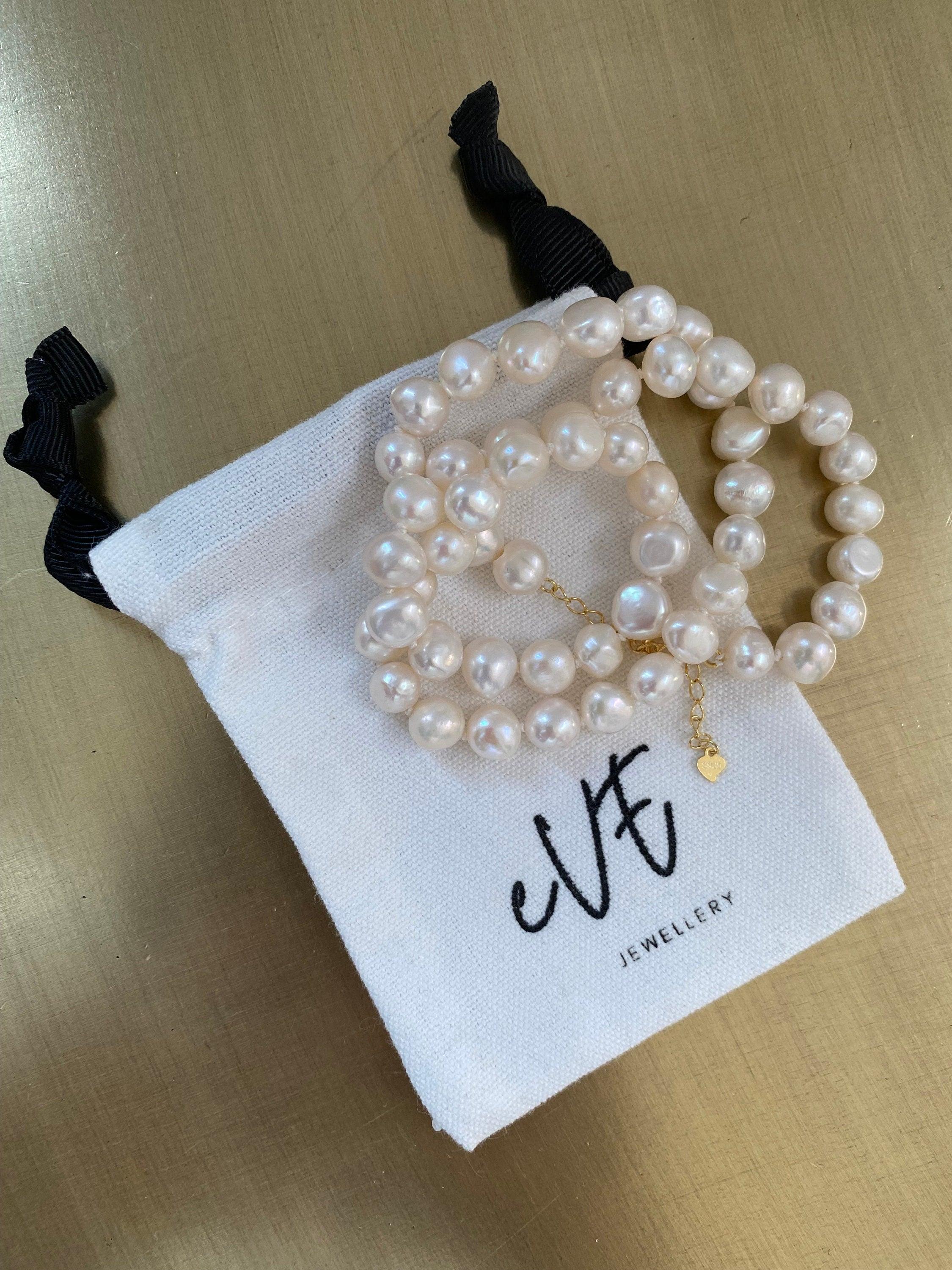 Elegant White Baroque Freshwater Pearl Necklace with 18k Gold for Her
