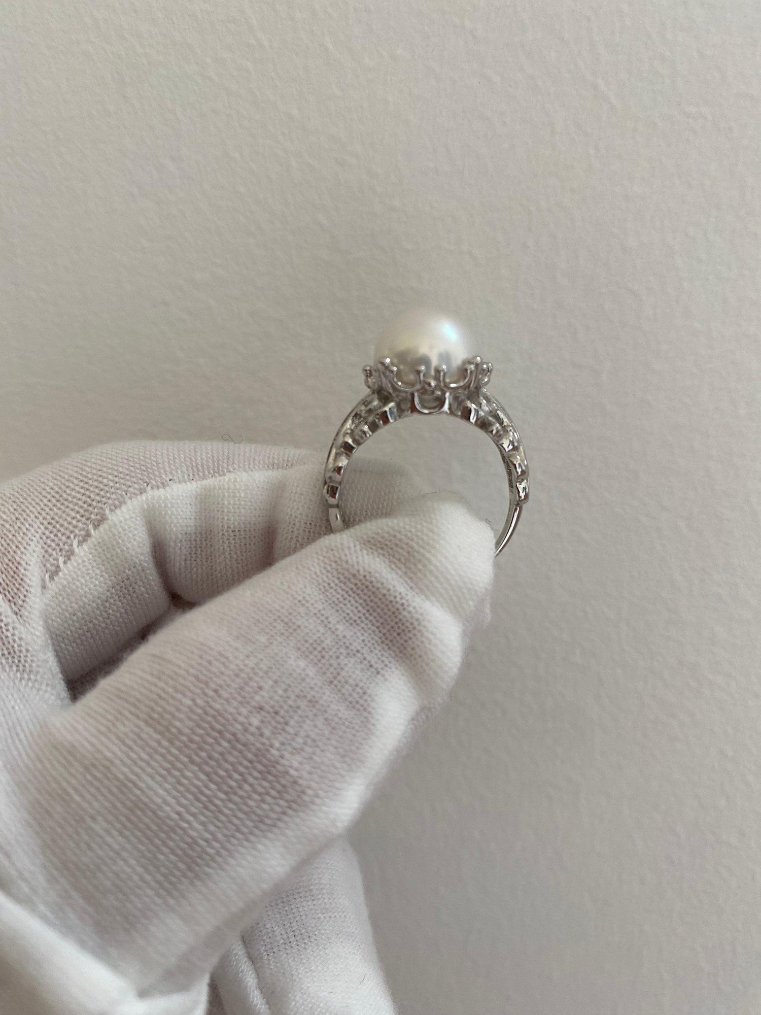 Retro Style Freshwater Pearl Statement Ring, Unique Staking Styles Cocktail Ring, Delicate Large Pearl Ring, S925 Sterling Silver Rare Piece