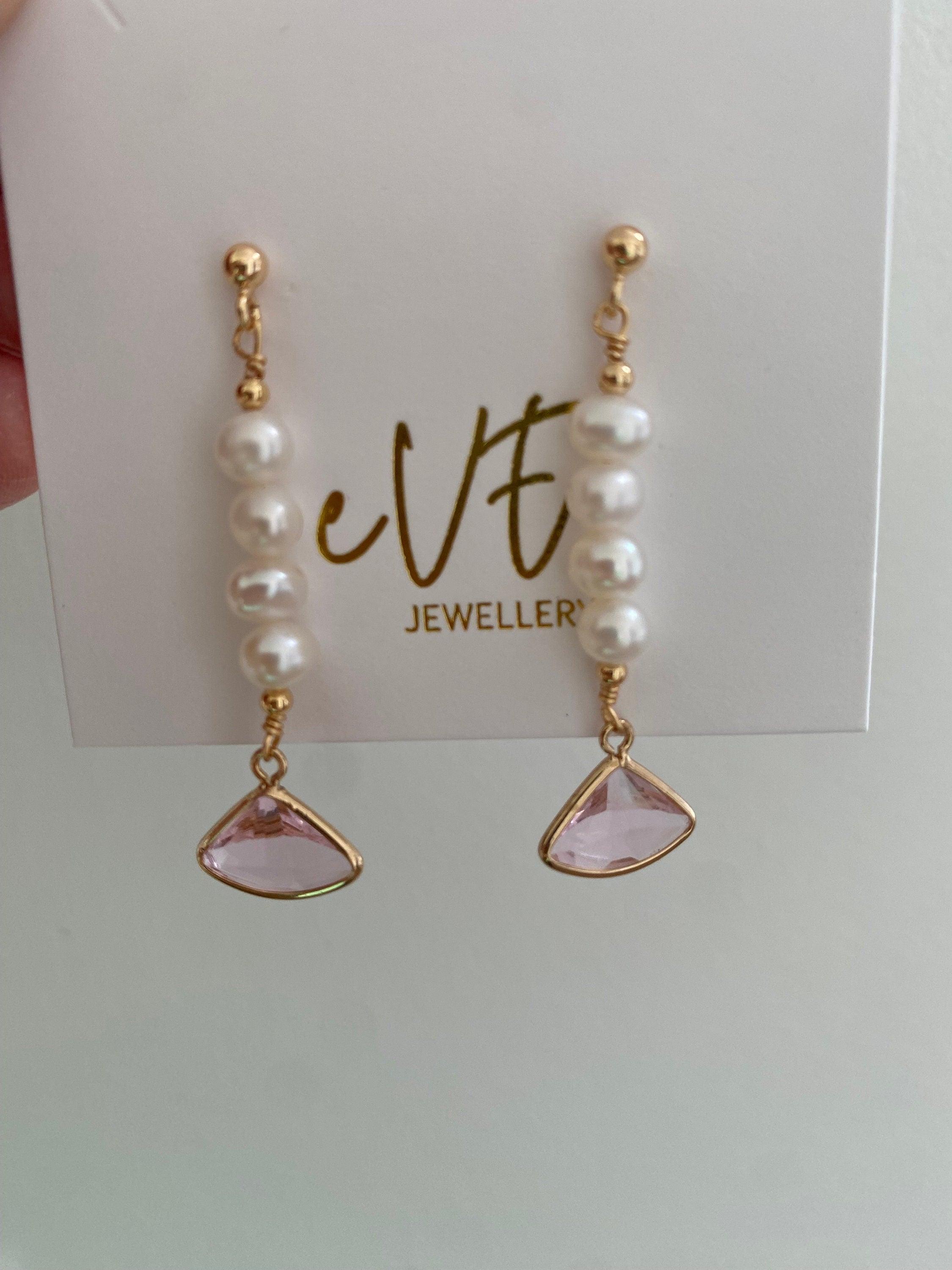 Long Tassel Pearl Earrings, Elegant Pink Drape Freshwater Pearl Earrings, Pearl Drop Earrings for Her, S925 Sterling Silver