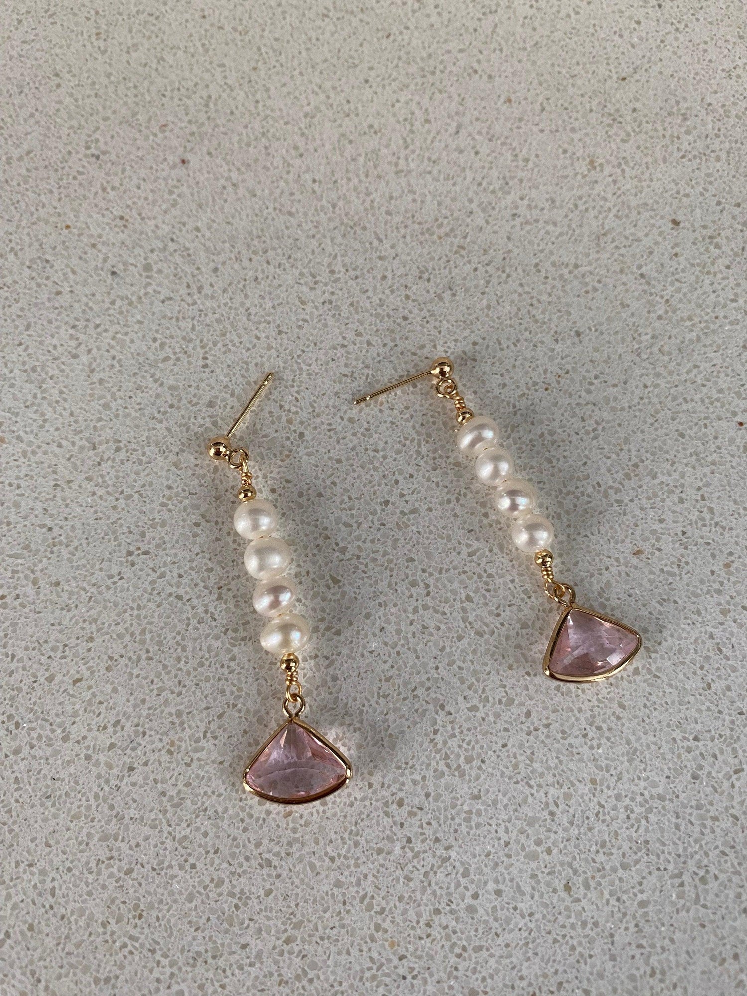 Long Tassel Pearl Earrings, Elegant Pink Drape Freshwater Pearl Earrings, Pearl Drop Earrings for Her, S925 Sterling Silver