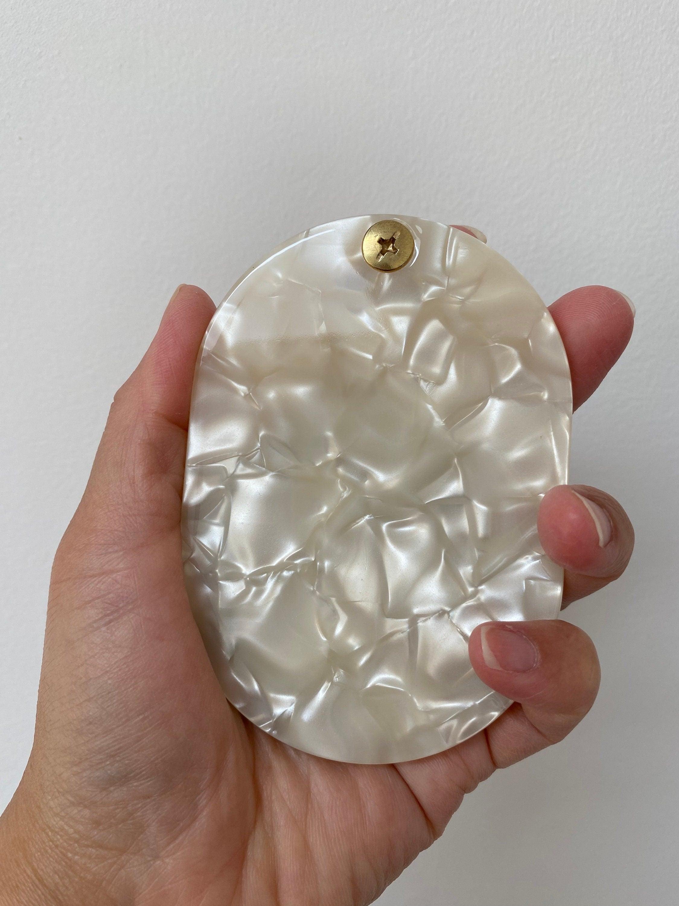 Acetate Folding Mirror and Mini Slide Hair Comb Set, Pocket Mother of Pearl Bridesmaid Gift
