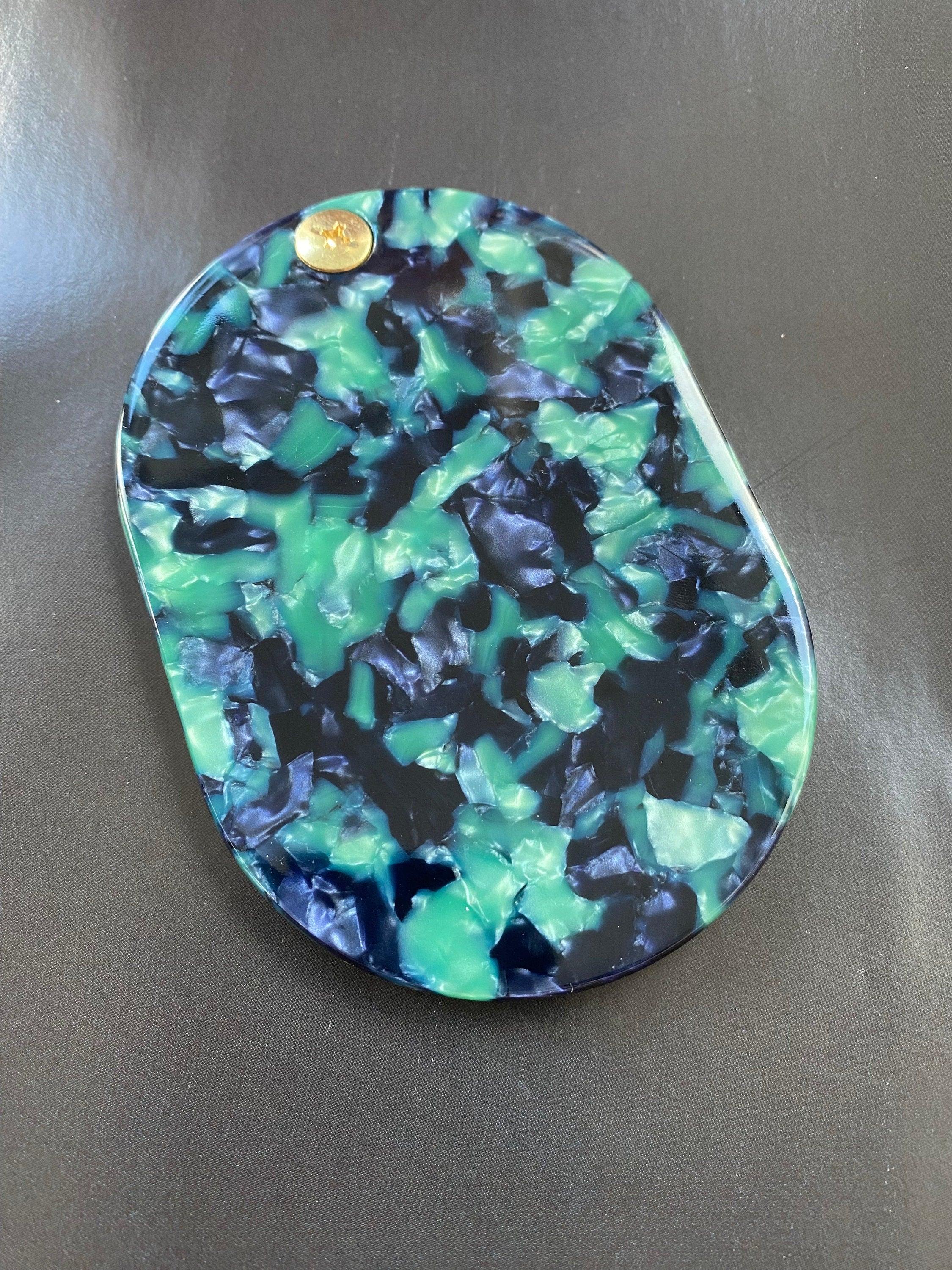 Green Folding Mirror with Mini Slide Hair Comb Set, Compact Jade Bridesmaid Gift Ideas