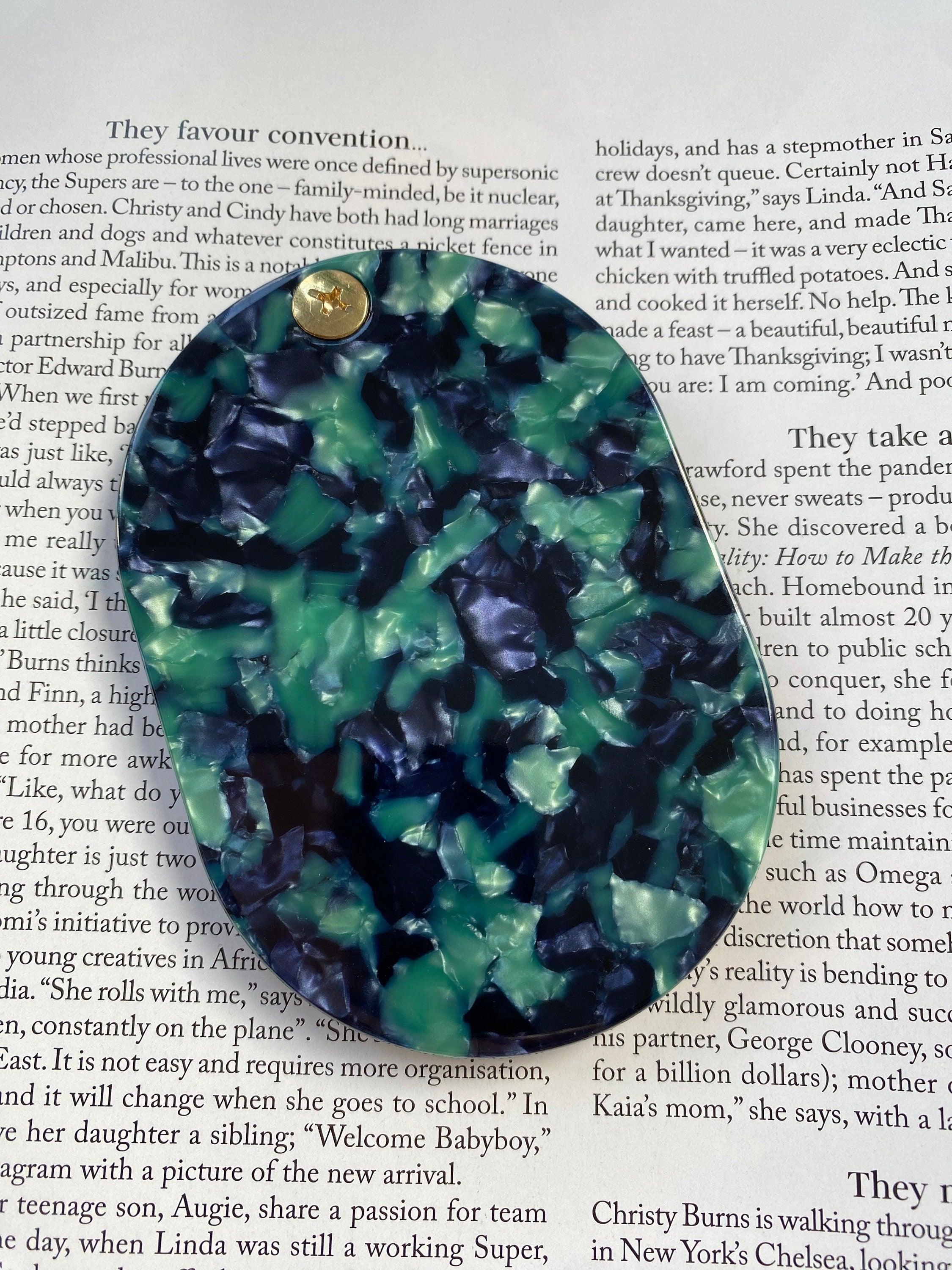 Green Folding Mirror with Mini Slide Hair Comb Set, Compact Jade Bridesmaid Gift Ideas
