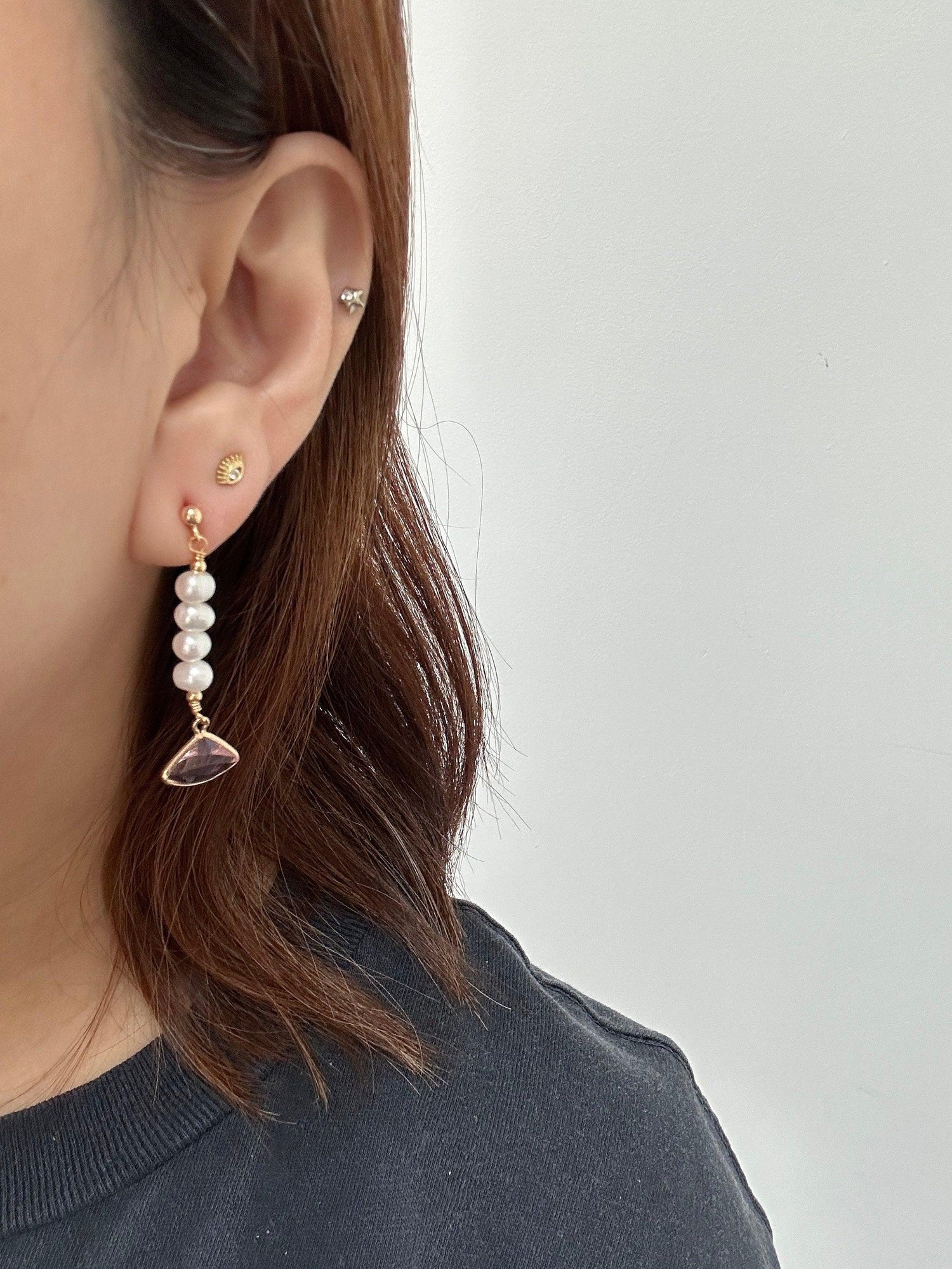 Long Tassel Pearl Earrings, Elegant Pink Drape Freshwater Pearl Earrings, Pearl Drop Earrings for Her, S925 Sterling Silver