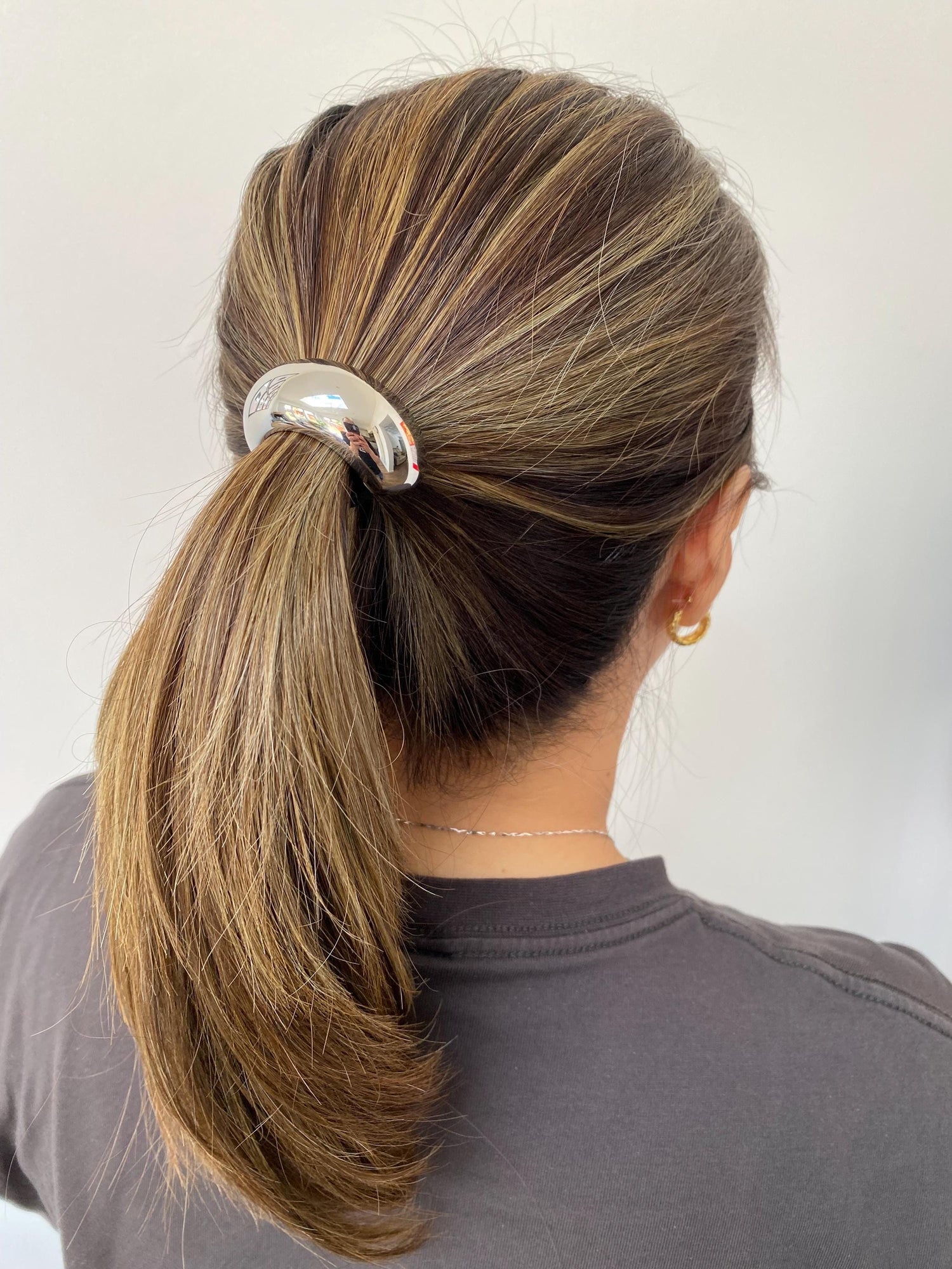 Polished Gold Hair Cuffs, Ponytail Hair Cuff, Metal Hair Holders, Silver Hair Ties, Curved Glossy Hair Accessories for Her