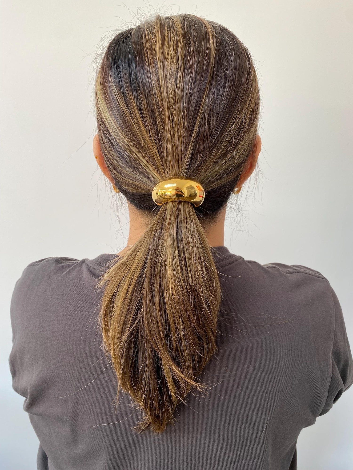 Polished Gold Hair Cuffs, Ponytail Hair Cuff, Metal Hair Holders, Silver Hair Ties, Curved Glossy Hair Accessories for Her