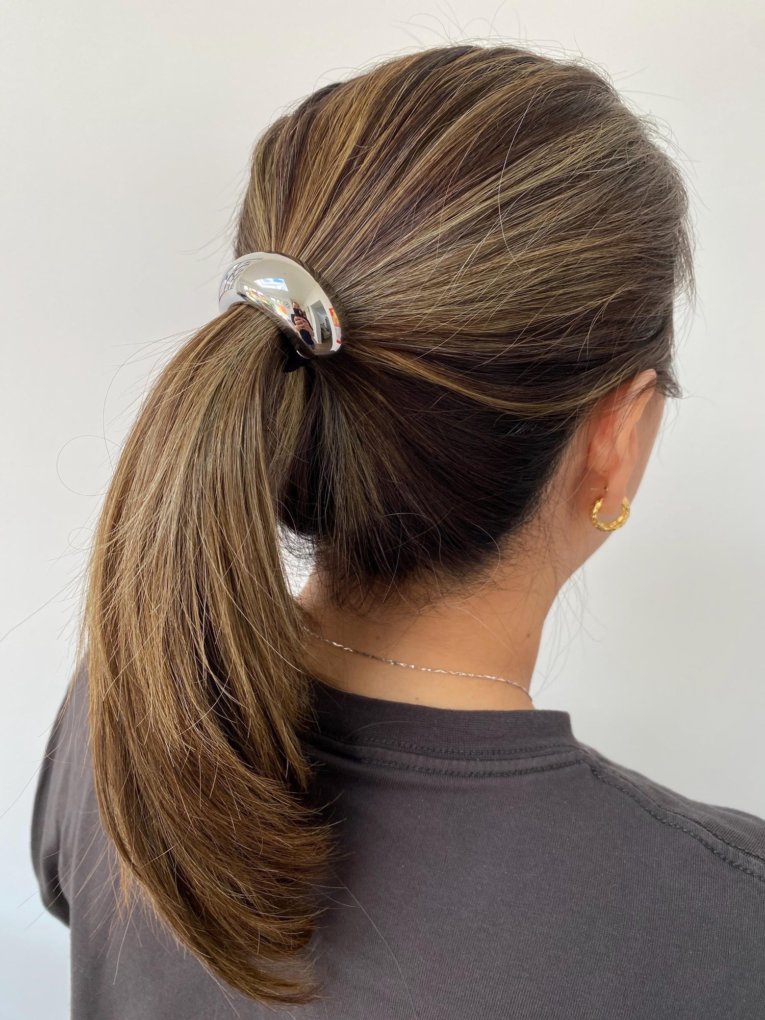 Glossy Gold Hair Cuffs, Chunky Metal Ponytail Holder, Gold and Silver Hair Ties, Minimalist Hair Accessory for Women, Bridesmaid Gift