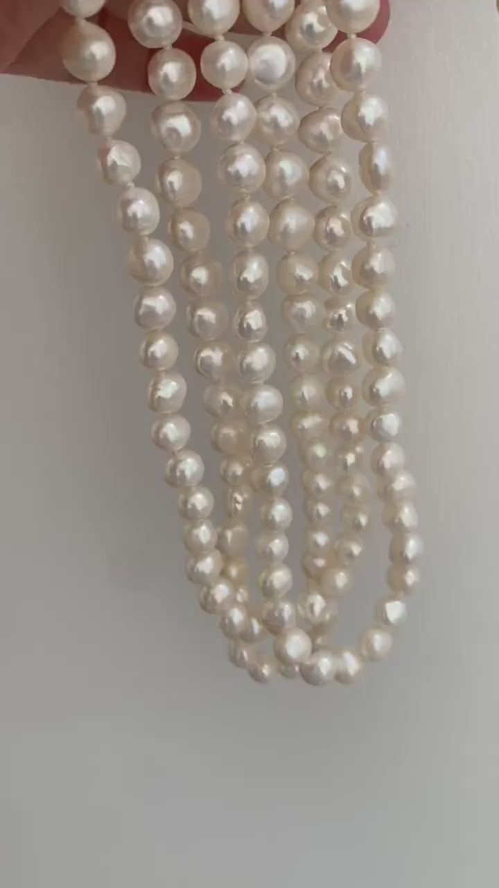 Elegant White Baroque Freshwater Pearl Necklace with 18k Gold for Her