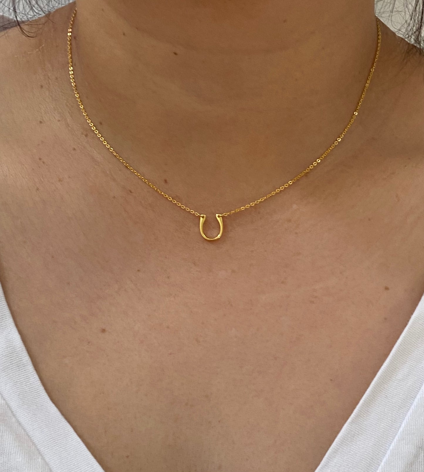 18K Gold Plated Horseshoe Pendant Necklace, Mini Silver Dainty Charm, Meaningful Gift for Her