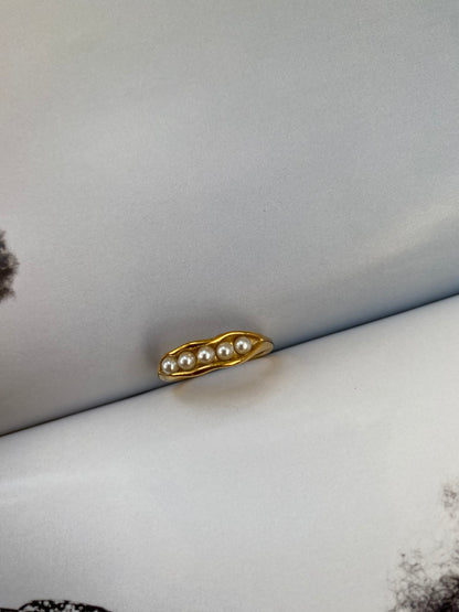 Classic Look Multiple Pearl Rings for Women, Irregular Pearl Open Ring, 18K Gold Plated, Vintage Style, French Style