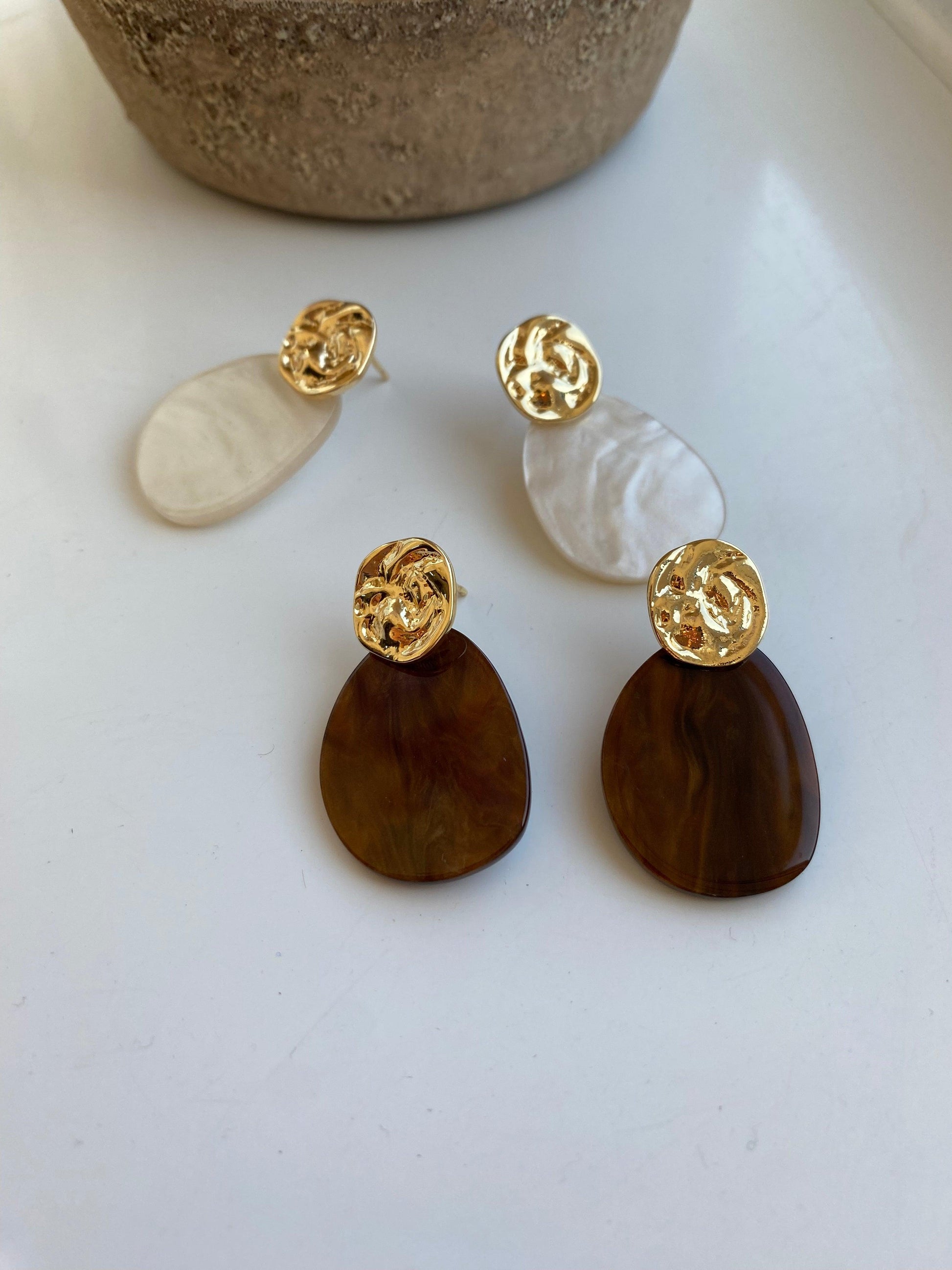 Acrylic Stone Drop Earrings,  Geometric Water Drop Square Statement Earring, 18k Gold Plated, S925 Needle,  Bohemia Style eVE United Kingdom