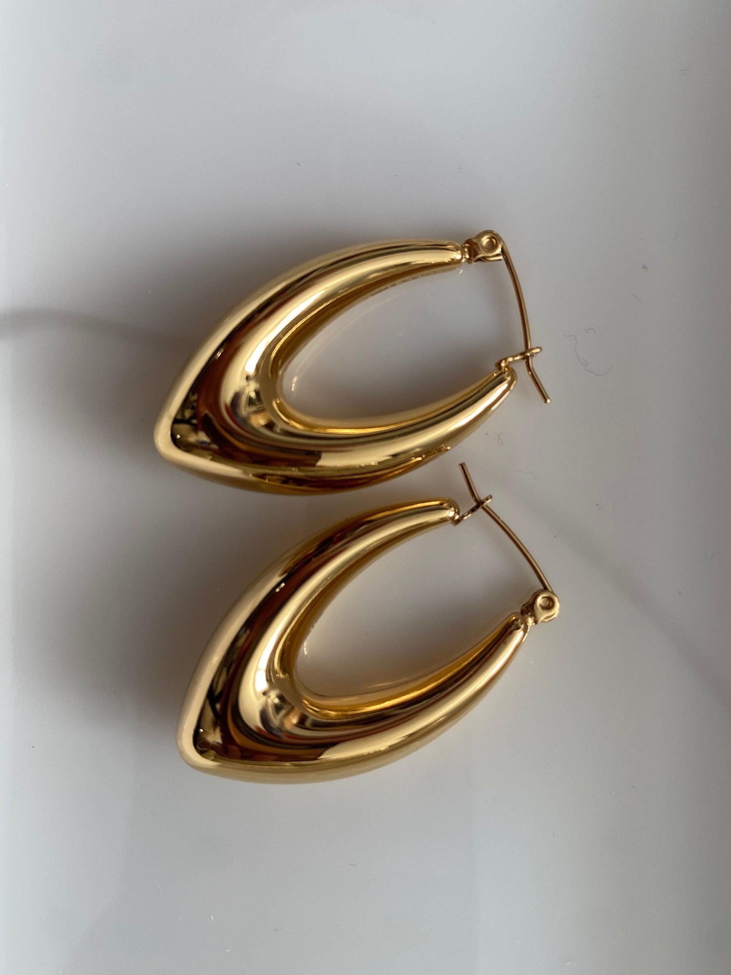 Chunky Gold V Earrings - Bold Triangle Hoops, High Polished V shape Earrings, Perfect Gift for Her