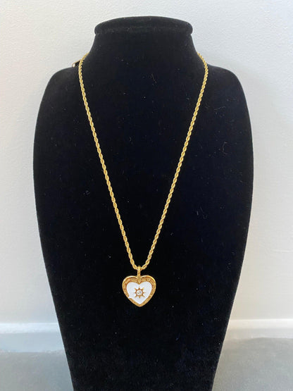 Elegant Gold Heart Necklace with Zircon Stone Charm for Her, Hammered Choker Pendant