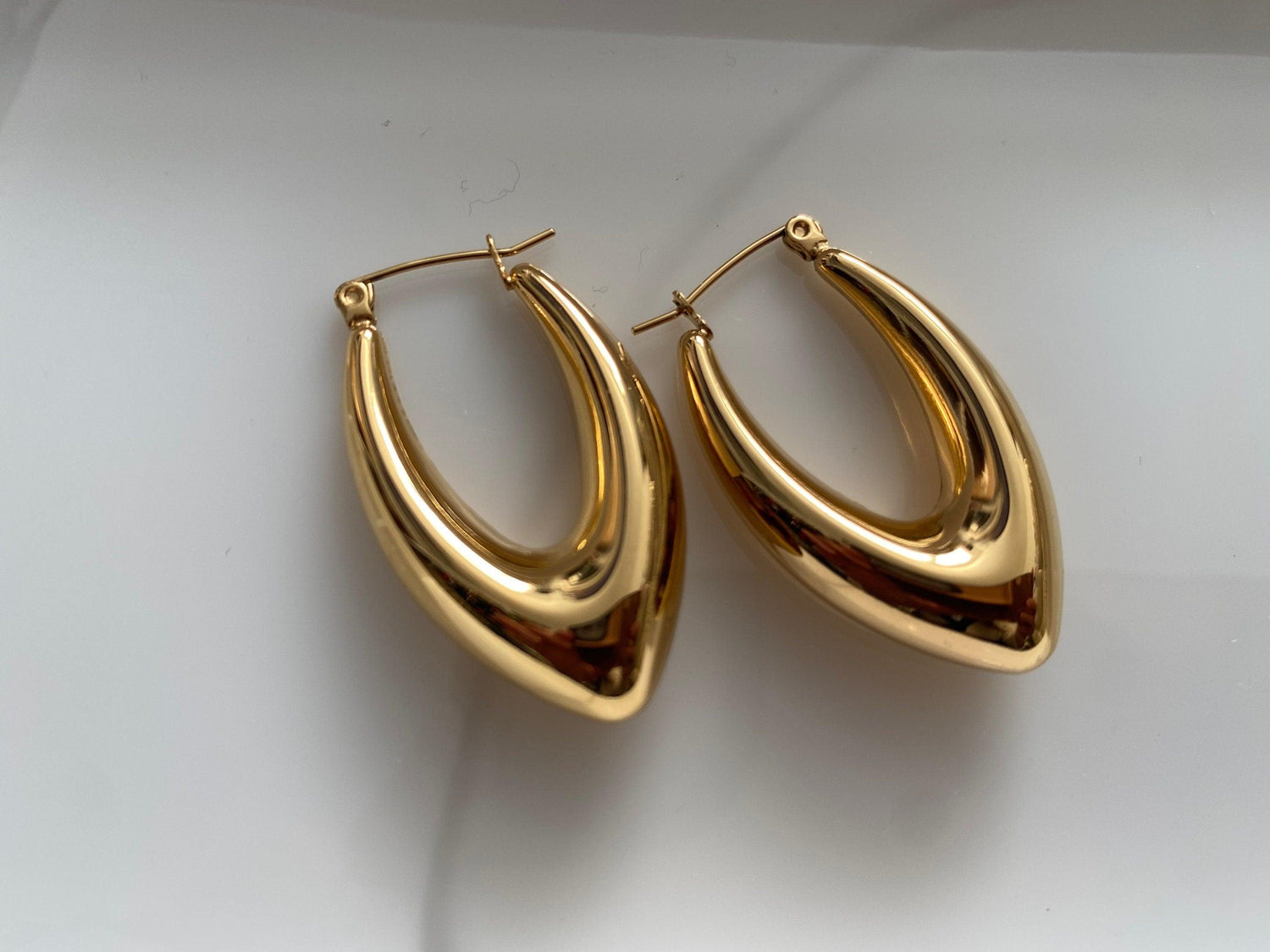 Chunky Gold V Earrings - Bold Triangle Hoops, High Polished V shape Earrings, Perfect Gift for Her