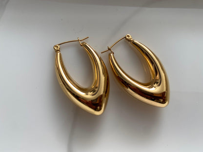 Chunky Gold V Earrings - Bold Triangle Hoops, High Polished V shape Earrings, Perfect Gift for Her