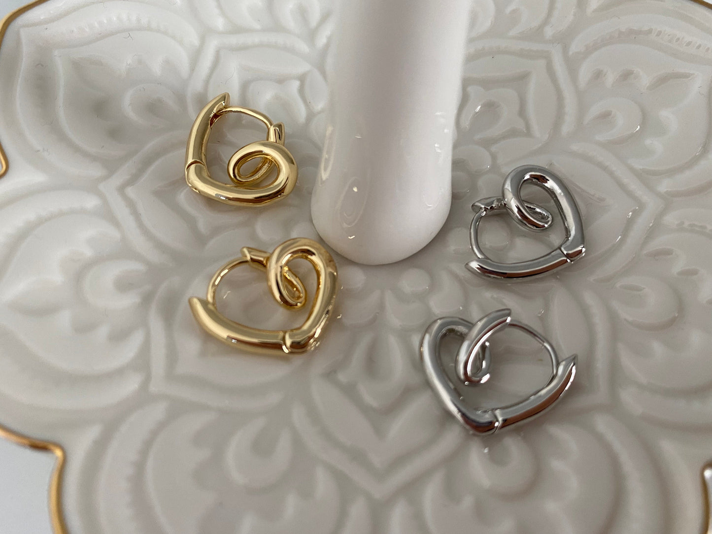 Delicate Twisted Heart Stud Earrings in 18k Gold or Silver - Perfect Gift for Her