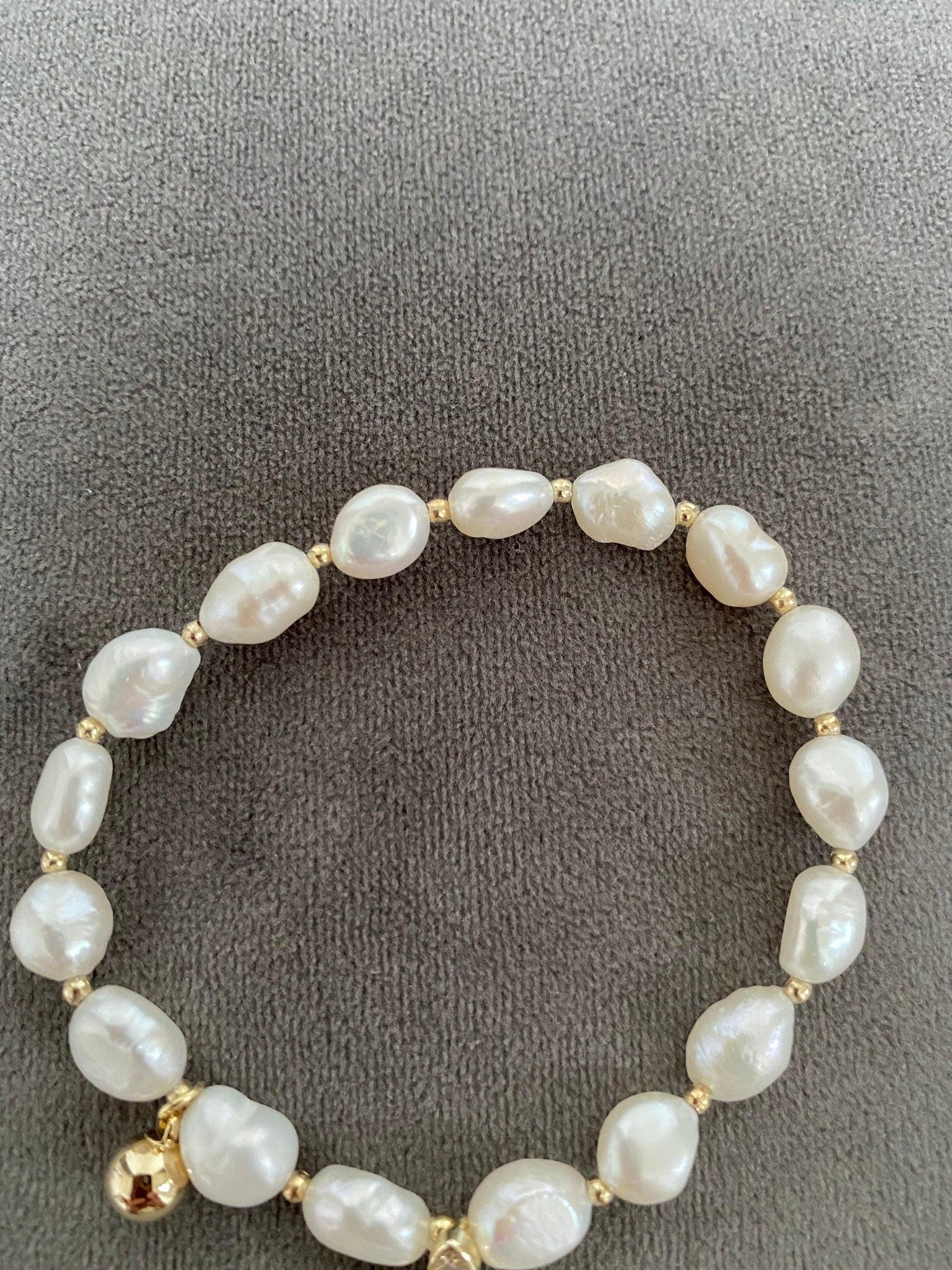 Bright Glitter Butterfly Pearl Bracelet, Freshwater Pearls charm Bracelet, White Pearl Zircon Bracelet, 18K Gold and S925 Sterling Silver.