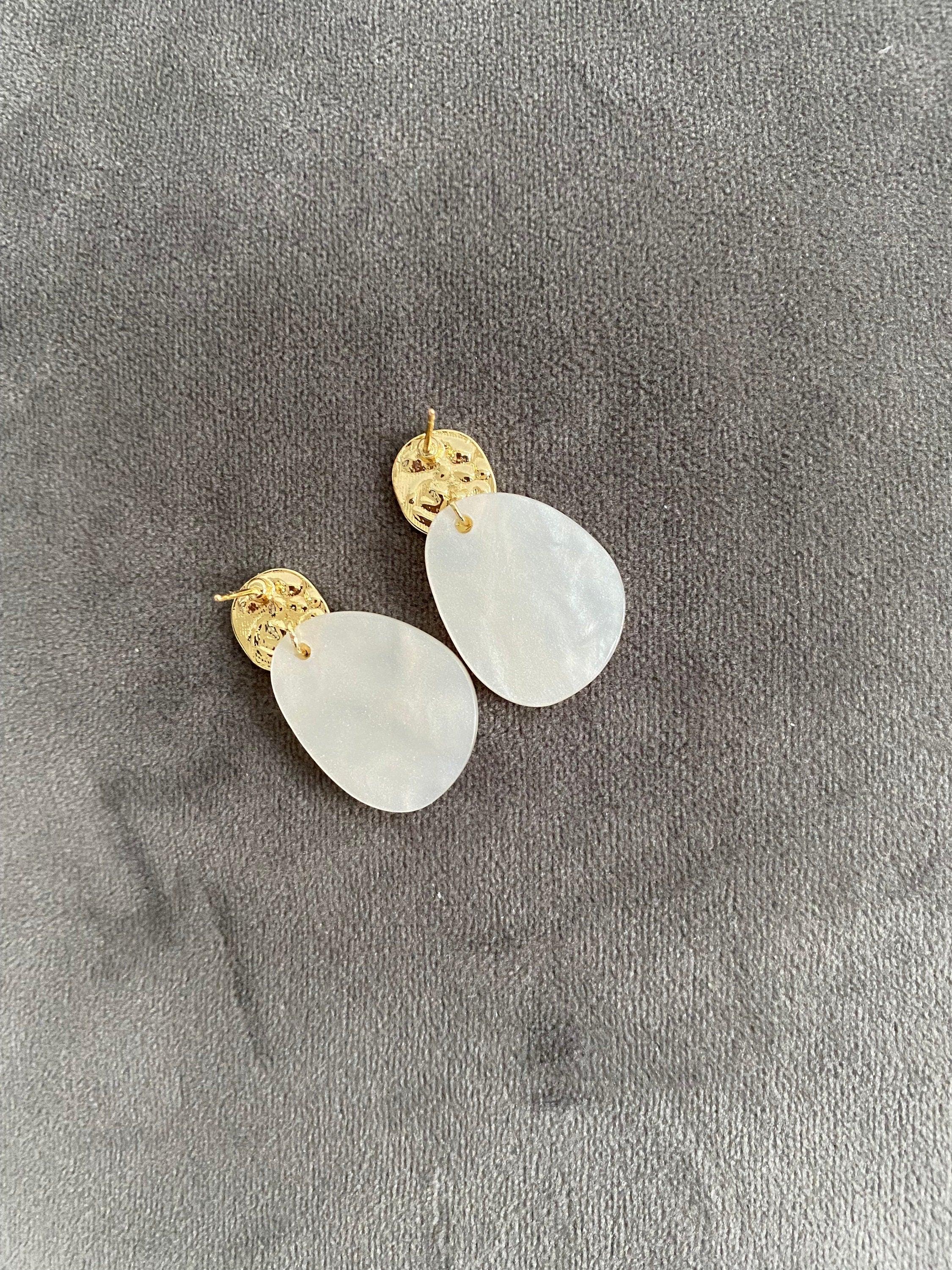 Acrylic Stone Teardrop Dangle Earrings, Geometric Water Drop Square Statement Earrings, 18k Gold Plated, S925 Needle, Bohemia Style