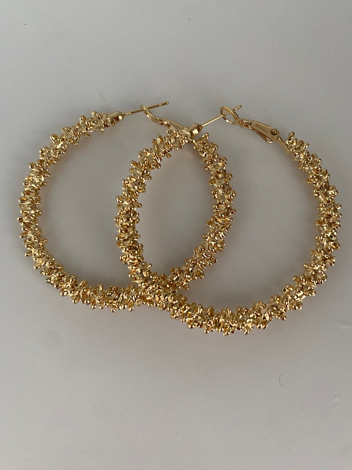 Layered Glitter Circle Hoop Earrings, Oversize Lightweight Gold S925 Needle