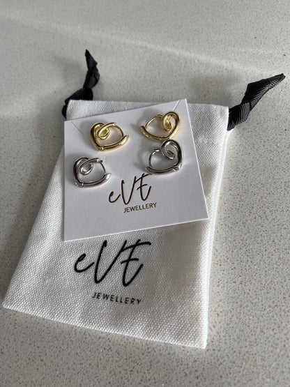 Delicate Twisted Heart Stud Earrings in 18k Gold or Silver - Perfect Gift for Her