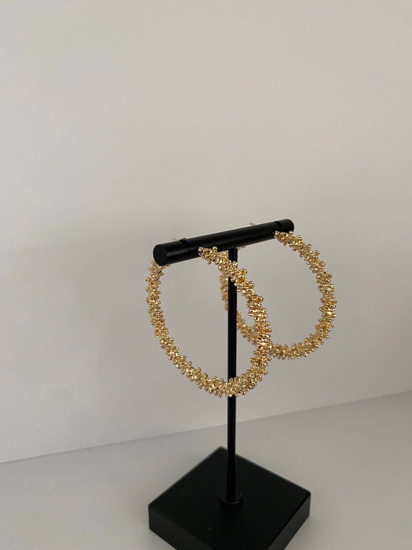 Layered Glitter Circle Hoop Earrings, Oversize Lightweight Gold S925 Needle