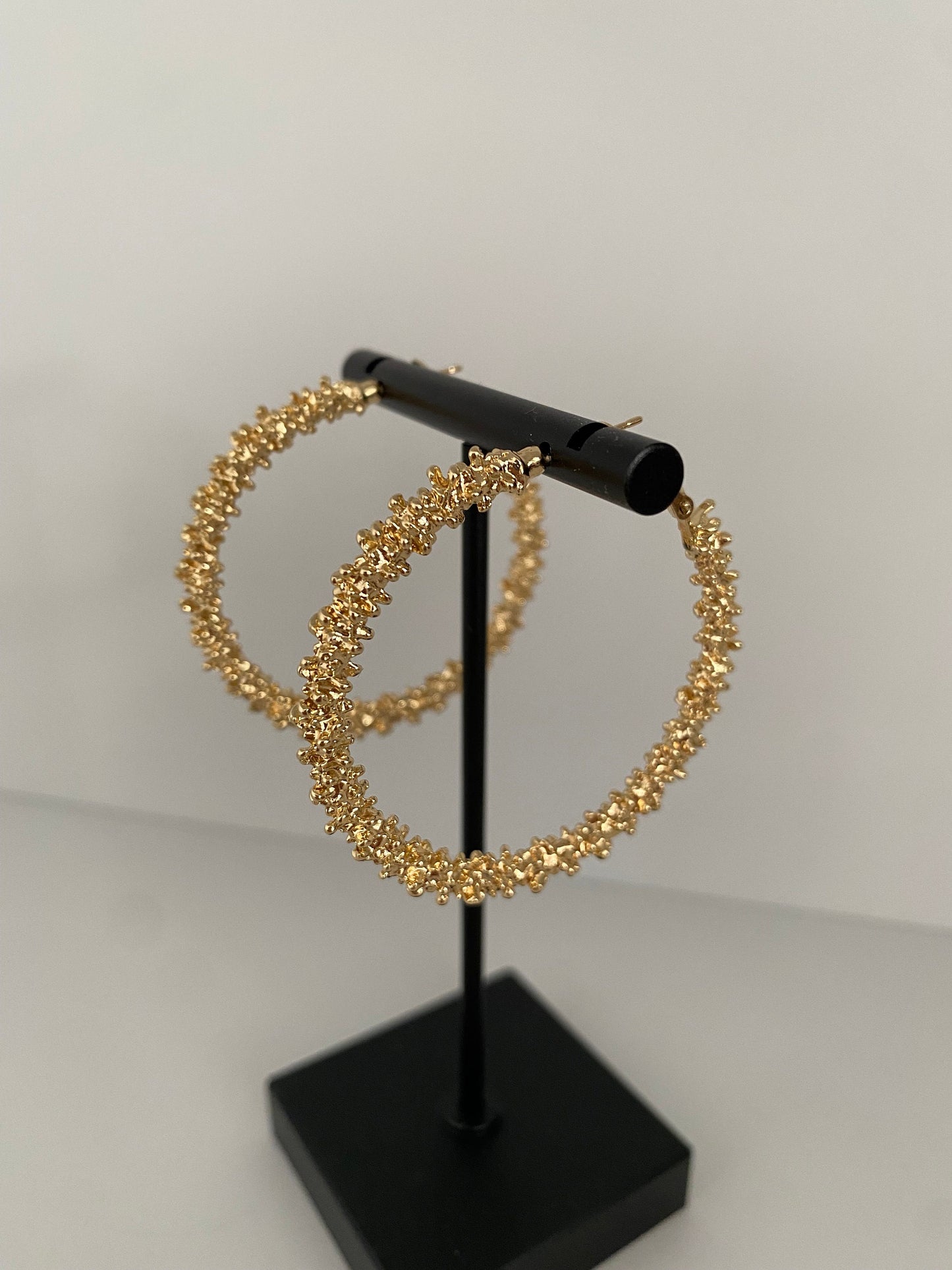 Layered Glitter Circle Hoop Earrings, Oversize Lightweight Gold S925 Needle