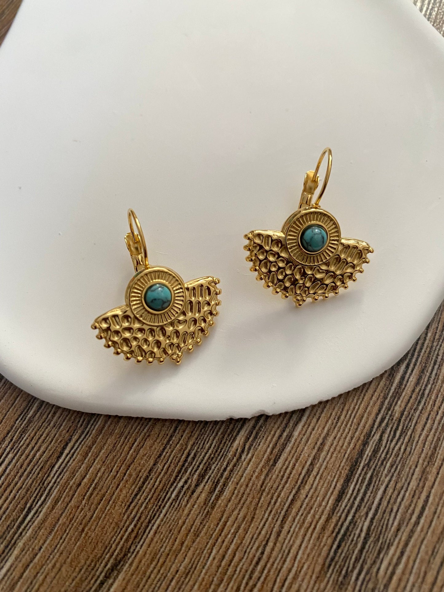 Blue Turquoise Stone Sunburst Earring, Bright Shinning Moon Turquoise Stone  Earring for Her, Bohemia Style, Lucky Stone, Perfect for Summer