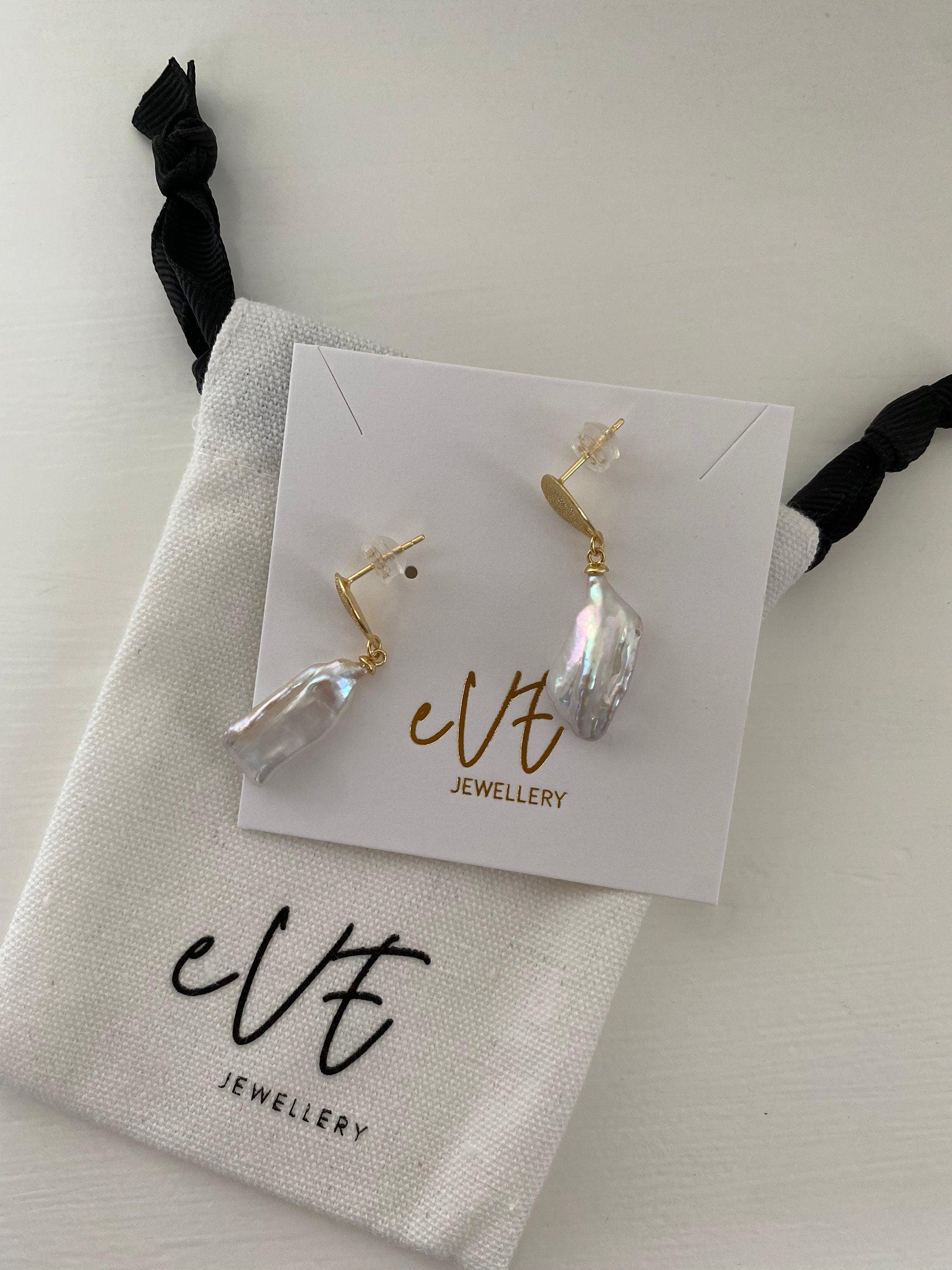 Keshi Biwa Pearl Drop Earrings For Her, Long Baroque Pearl Earrings, 14K Gold Biwa Pearl Earrings, Keshi Baroque Earrings, Gift for Her