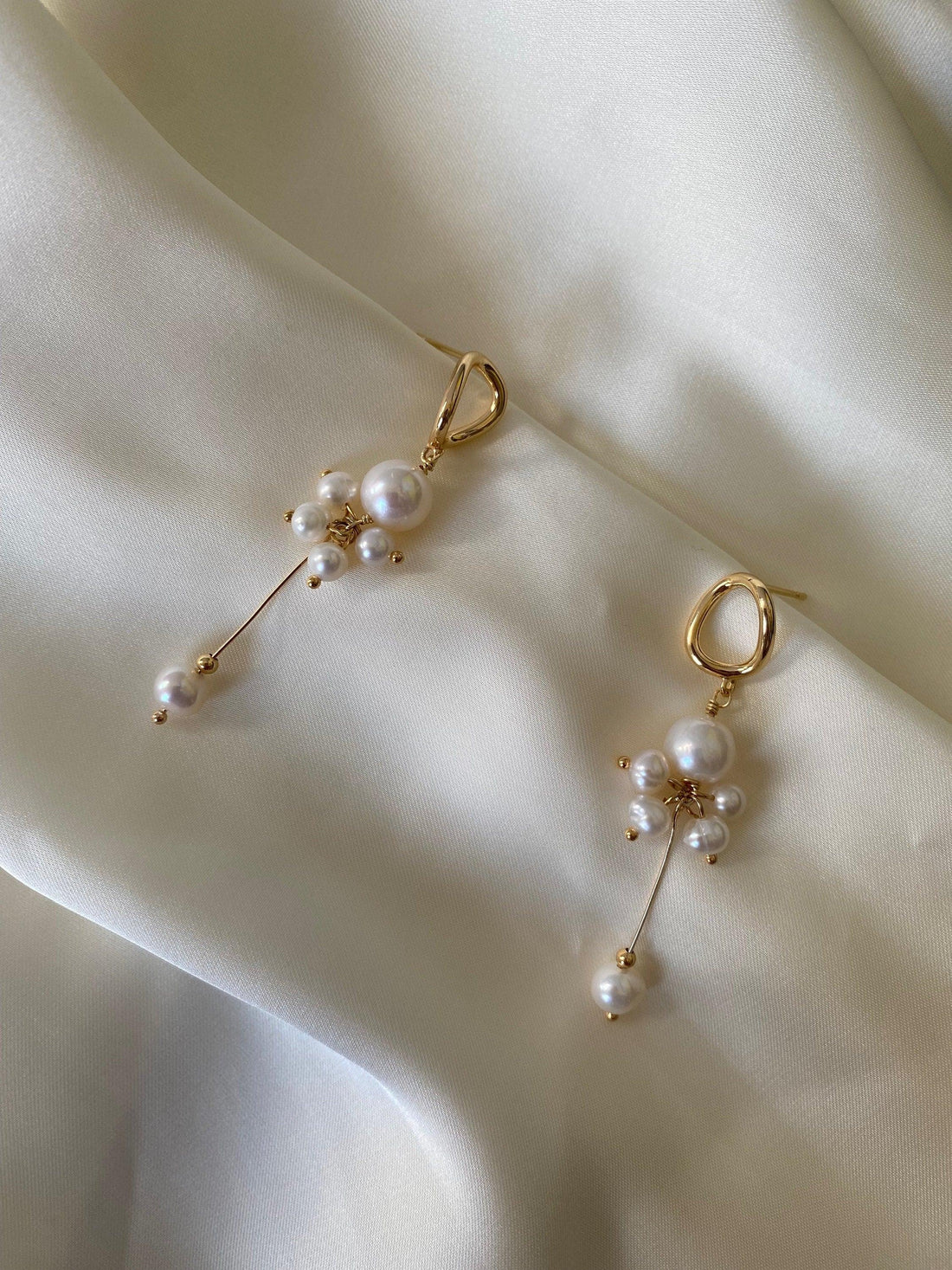 Elegant Long Tassel Style Hoop Earrings, Genuine Freshwater Pearl Drop Earrings, Delicate for Her, 14K Gold Solid. 925 Sterling Silver