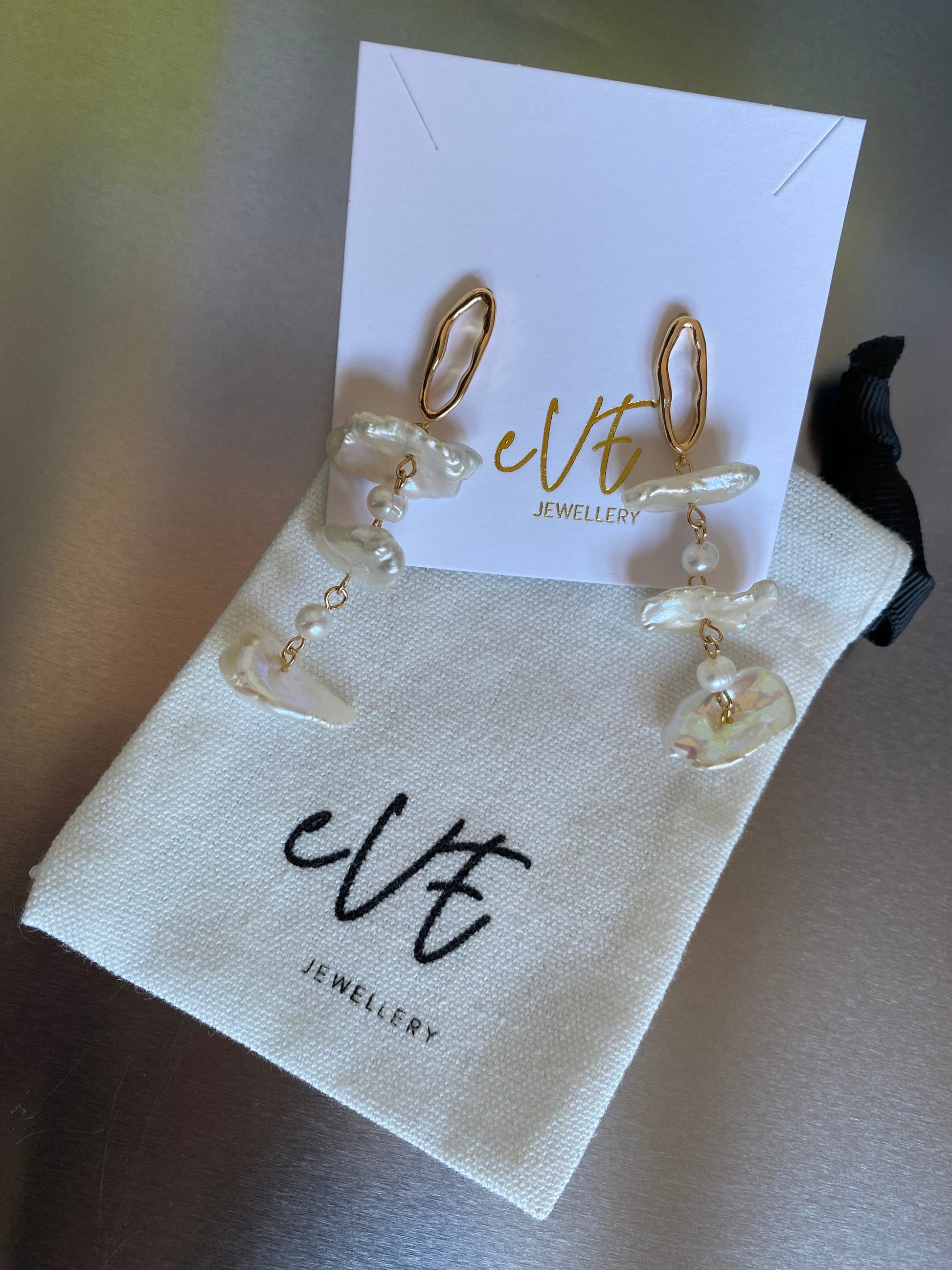 Gold Luster Biwa Baroque Pearl Earring for Her