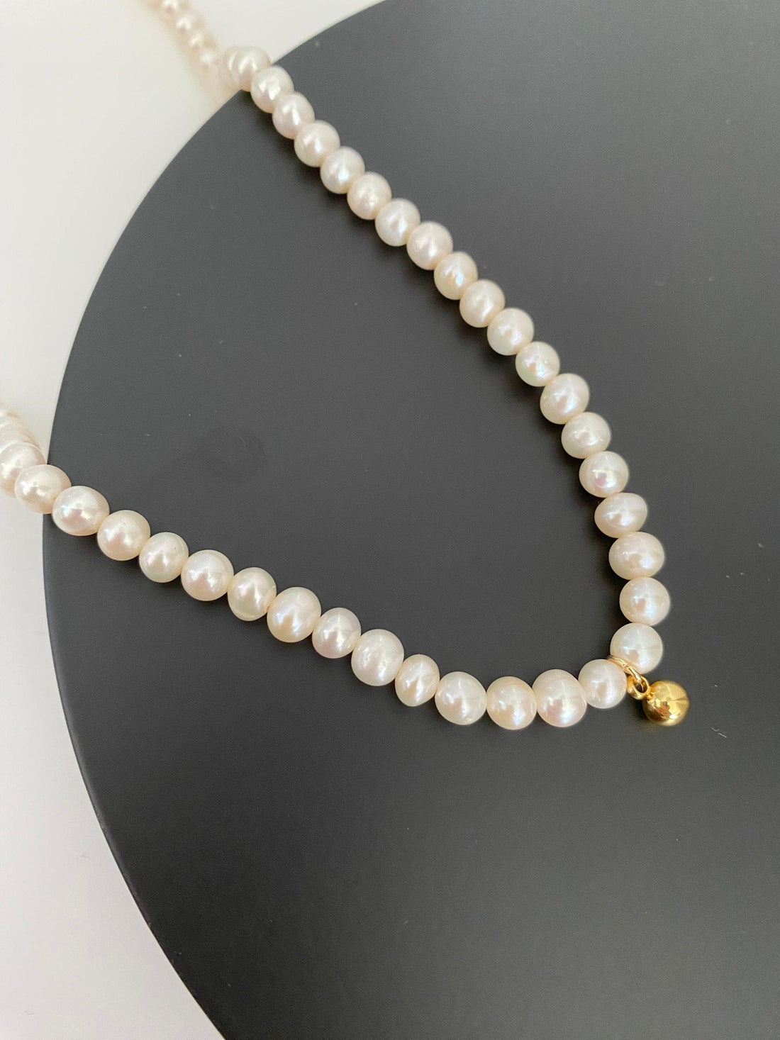 Simple Neat White Baroque Pearl Necklace For Women, 4-5 mm Pearl size.