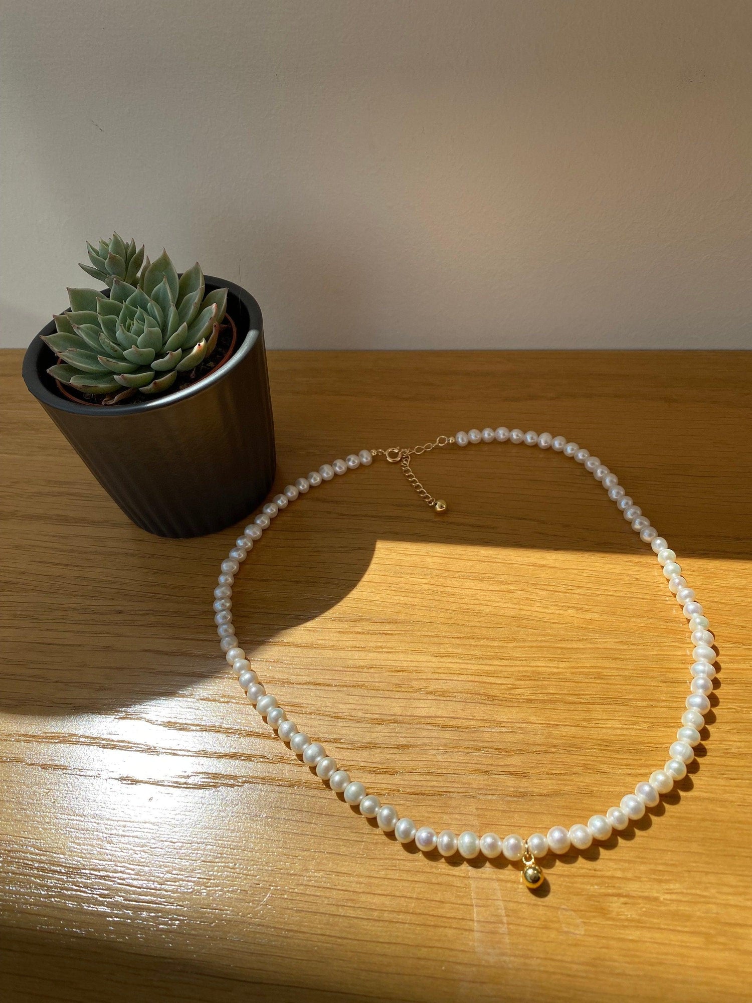 Simple Neat Baroque Pearl Necklace, Genuine Freshwater Pearl Choker for Her, Cute Tiny Baroque Pearl Necklace, 925 Sterling Silver.